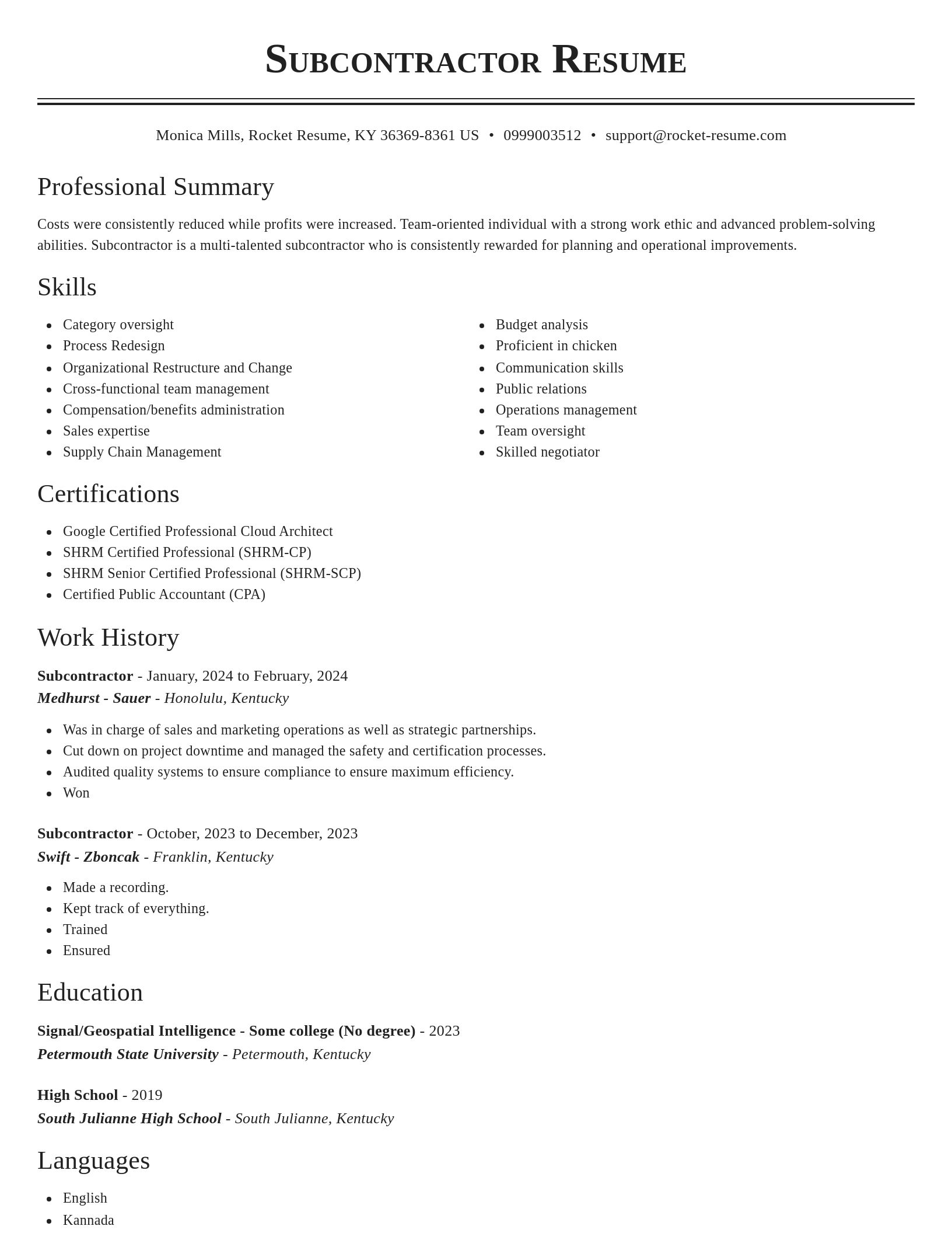 Classic resume template