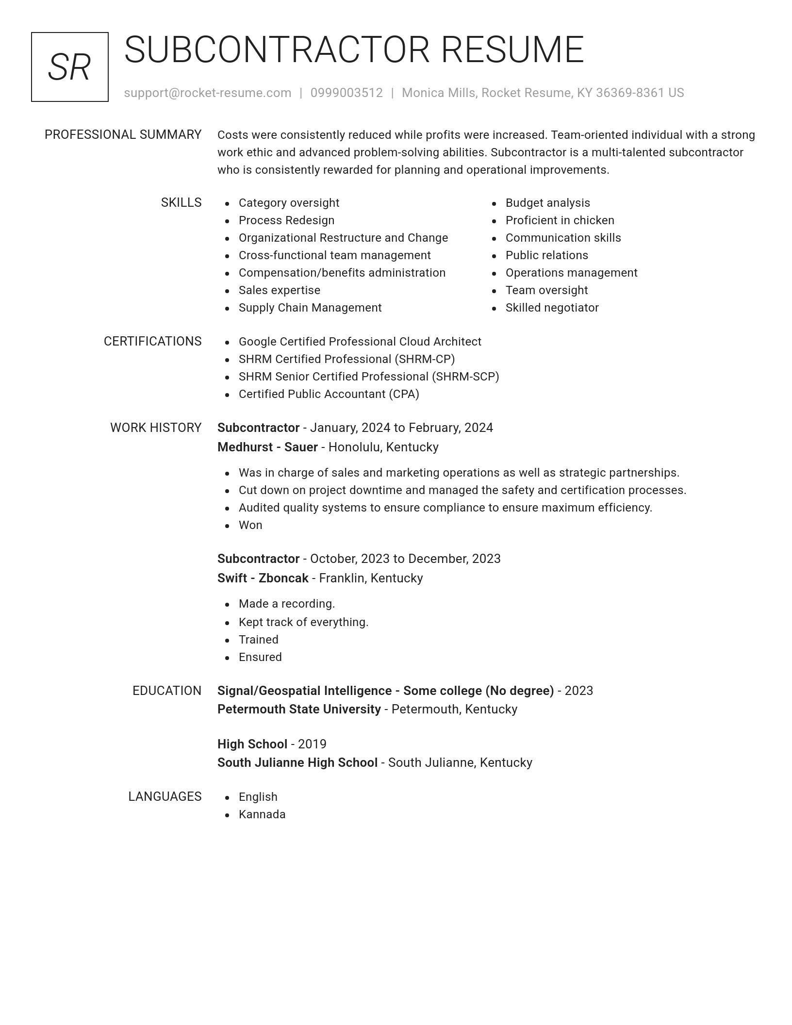 Renowned resume template