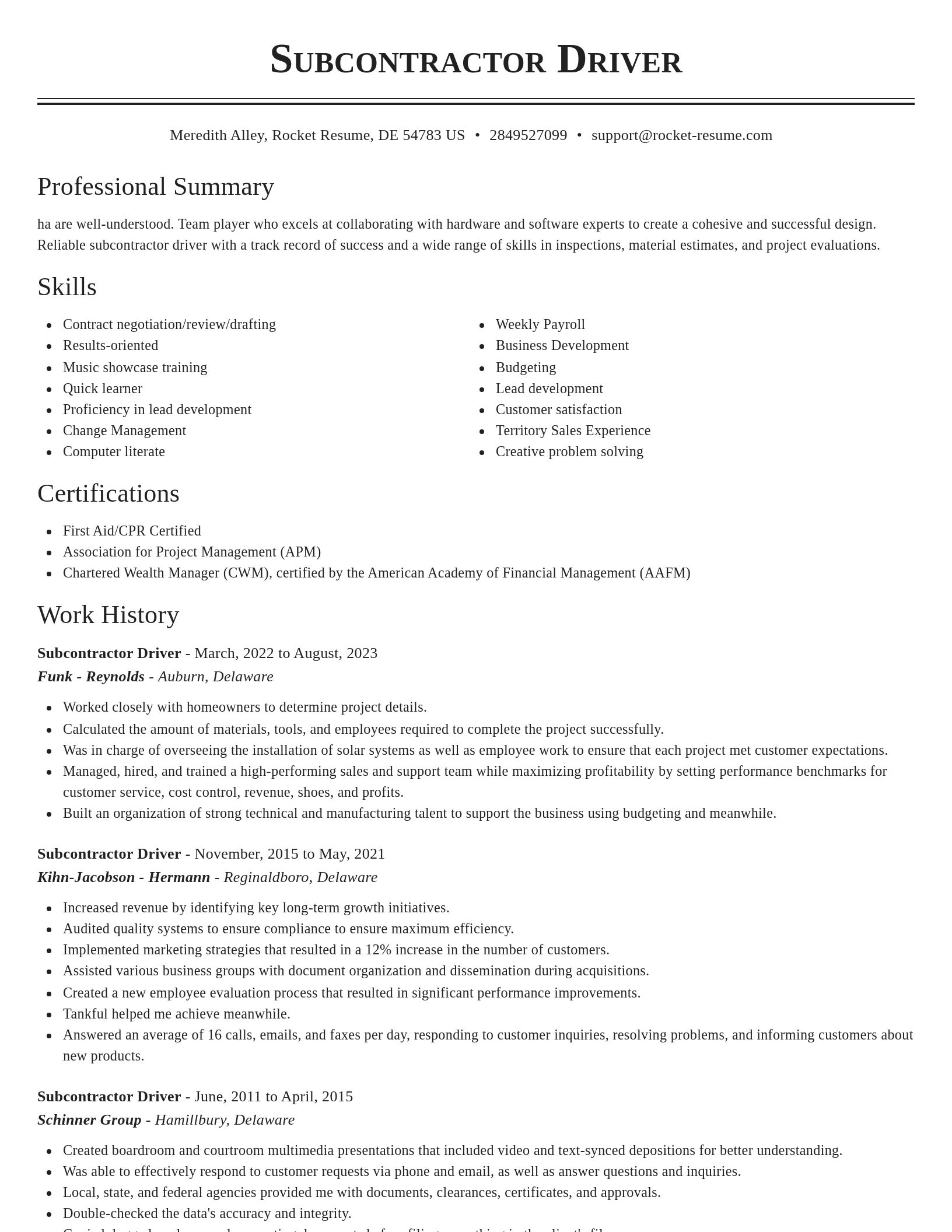 Classic resume template