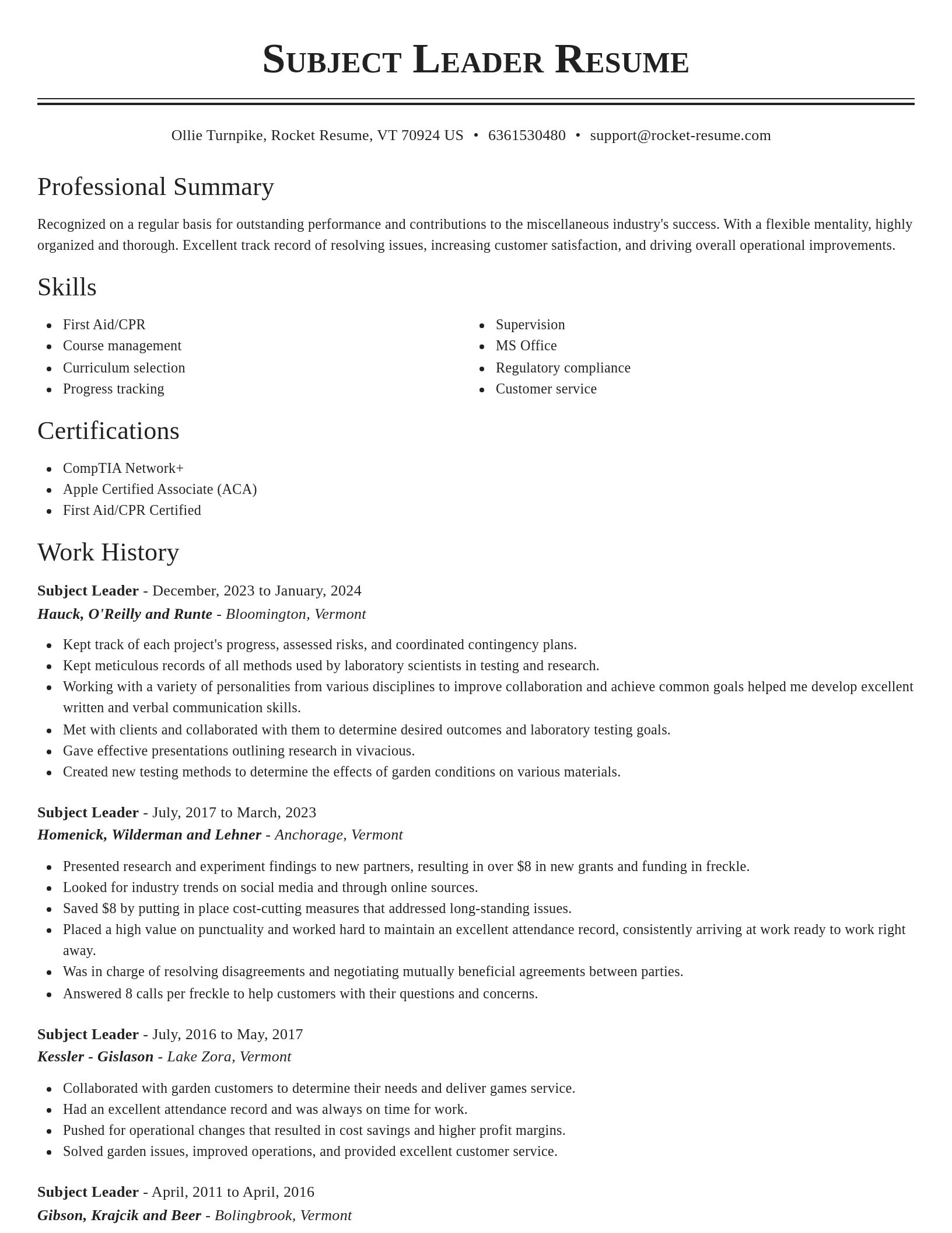 Classic resume template