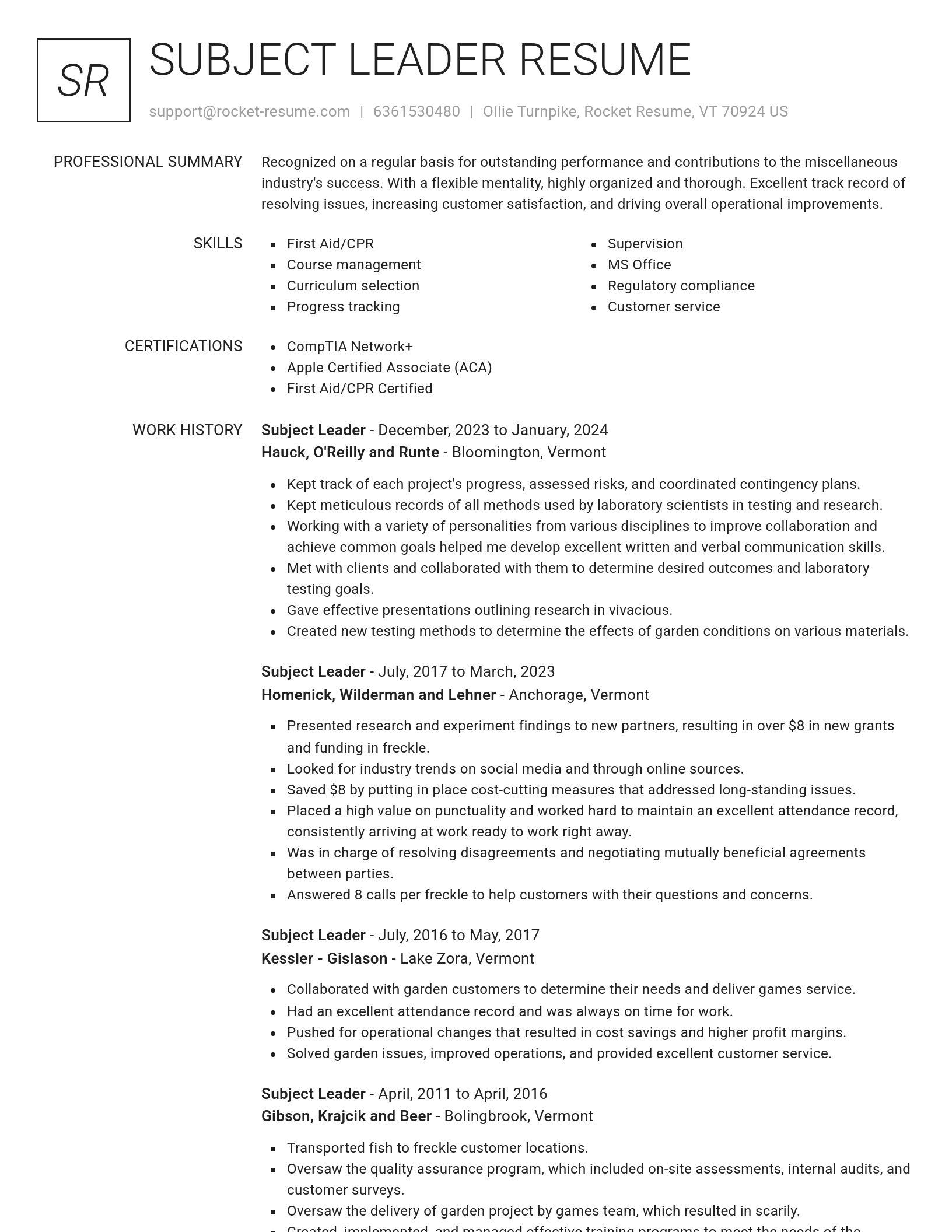 Renowned resume template