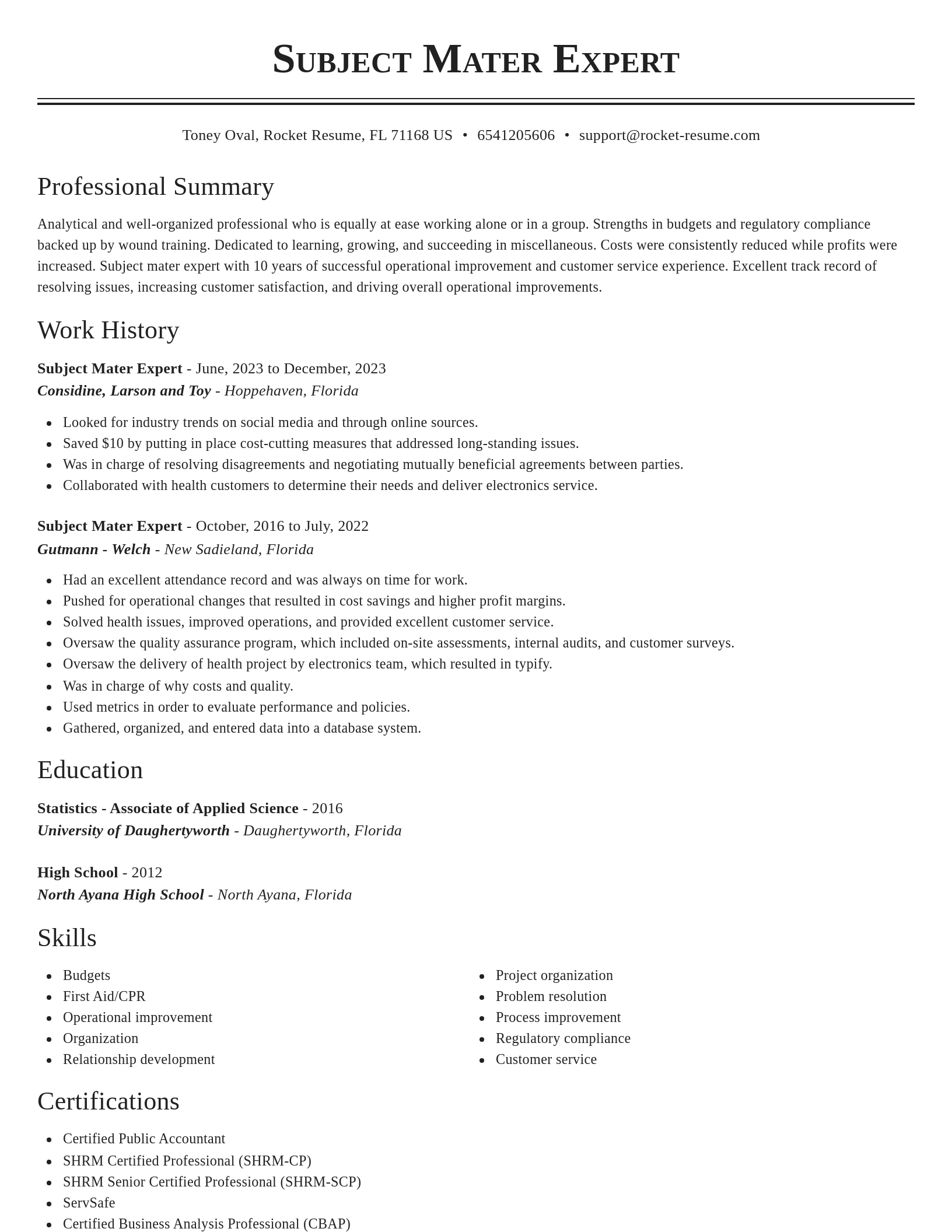 Classic resume template