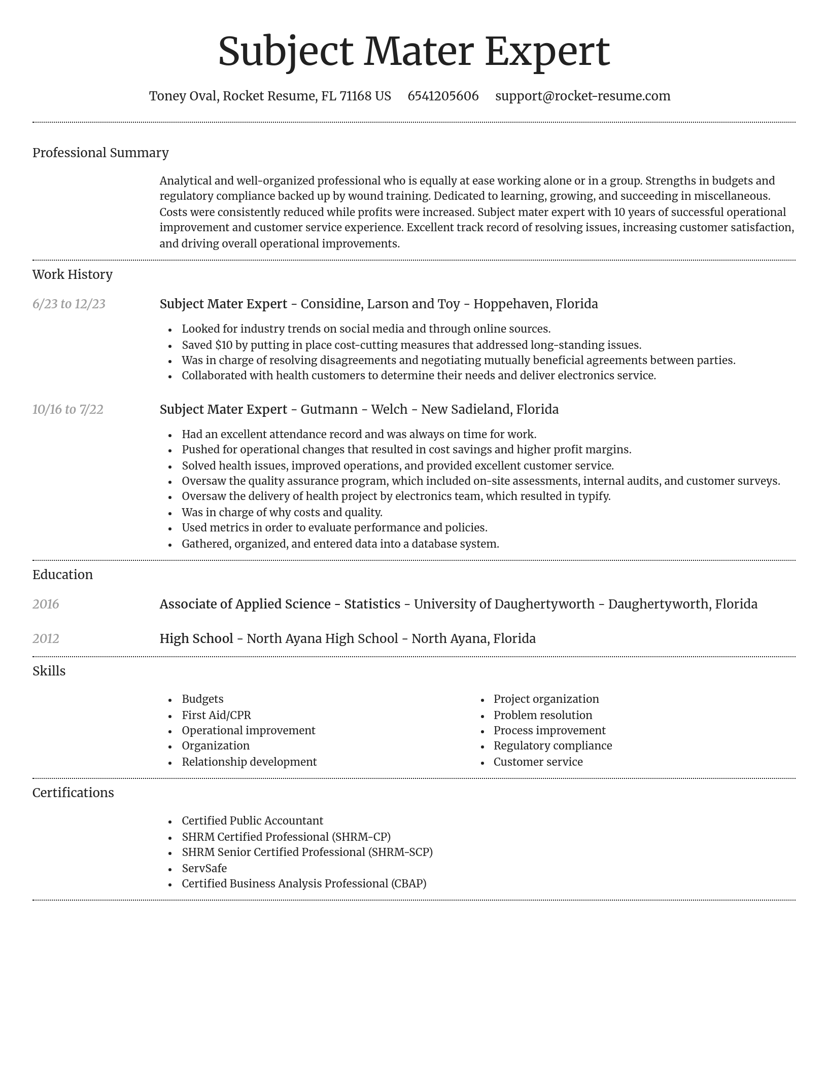 Dignified resume template