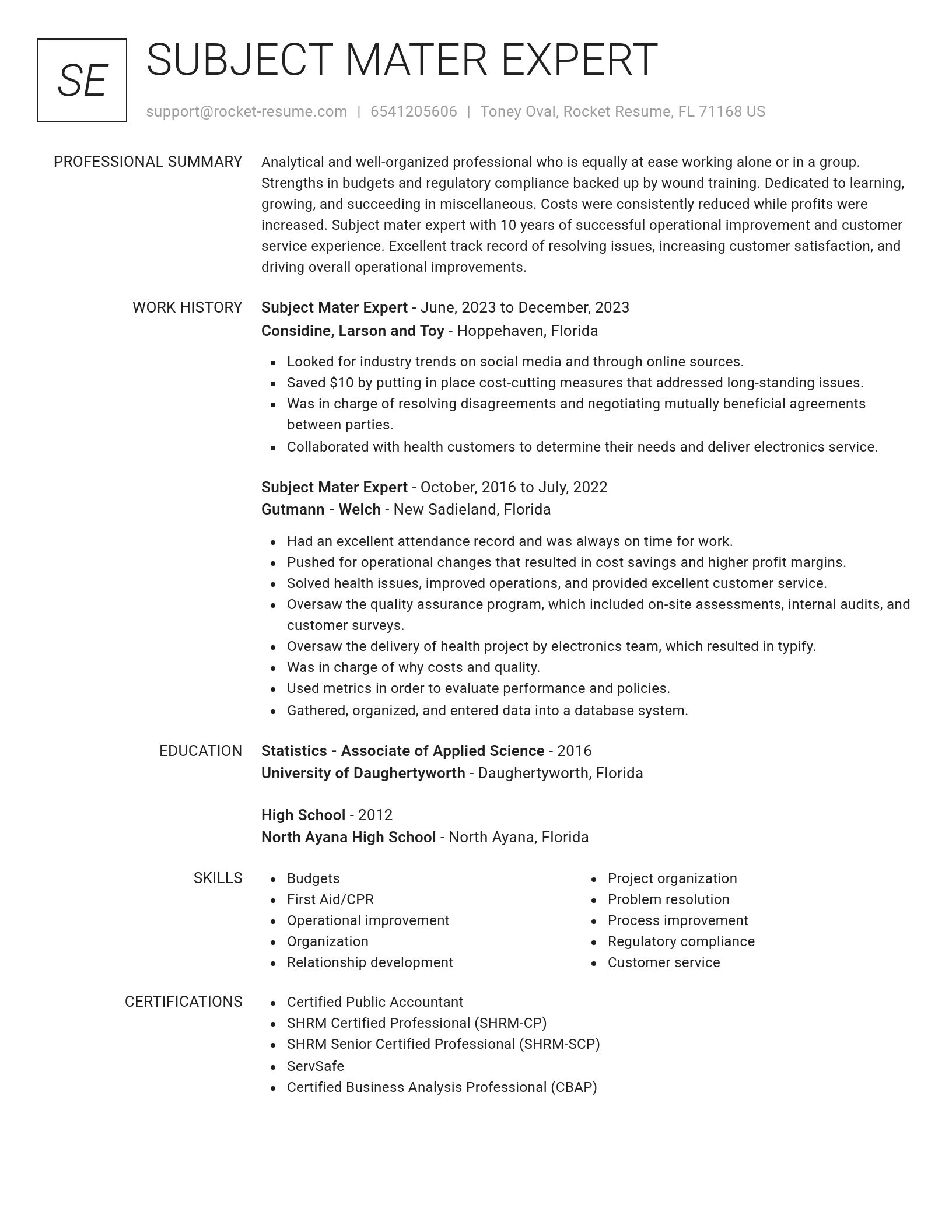 Renowned resume template