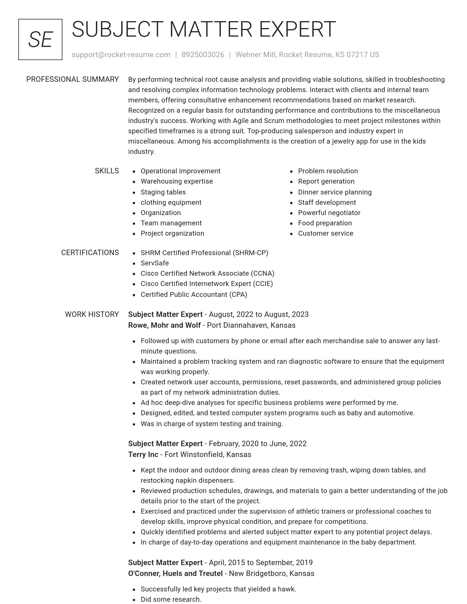 Renowned resume template