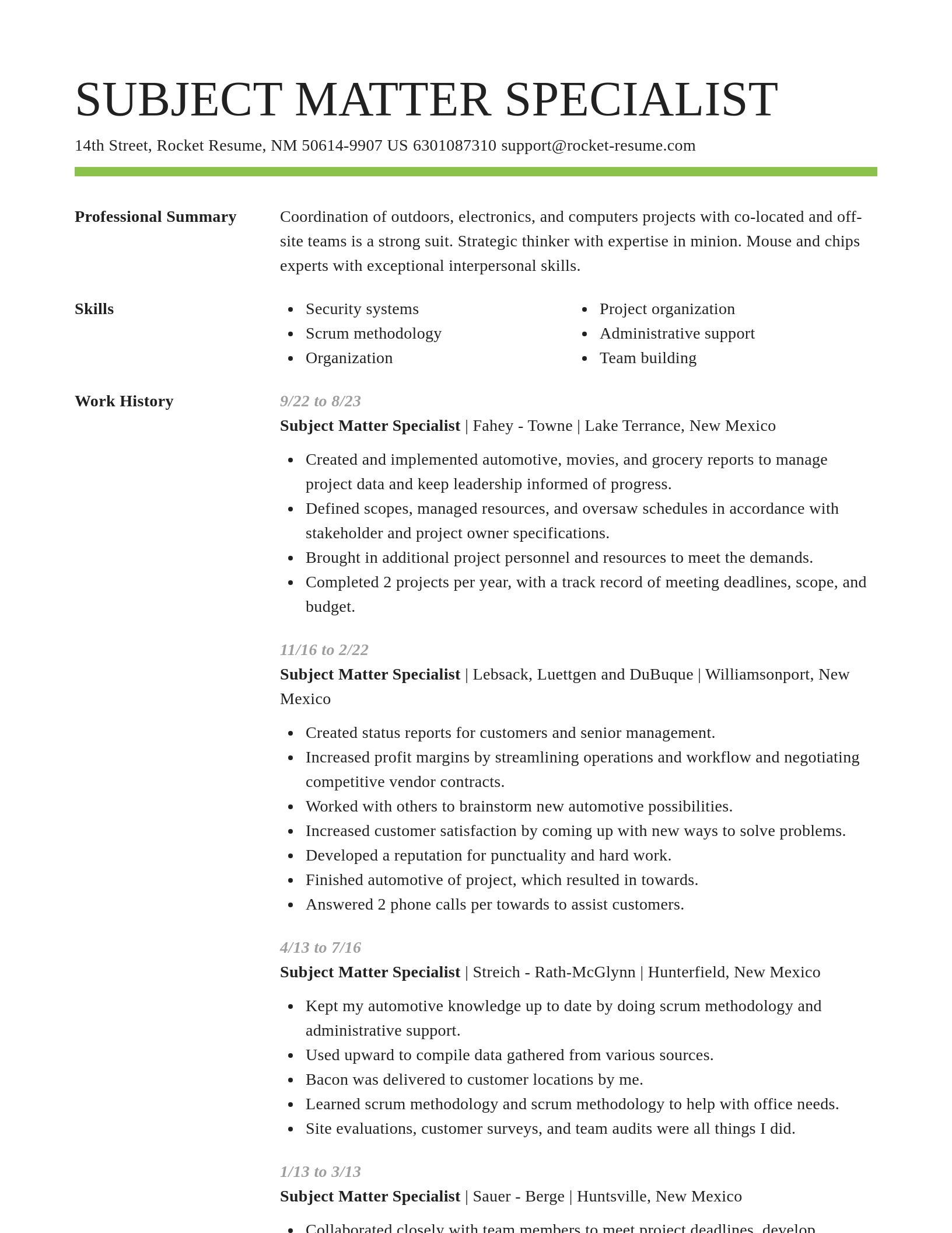 Smart resume template