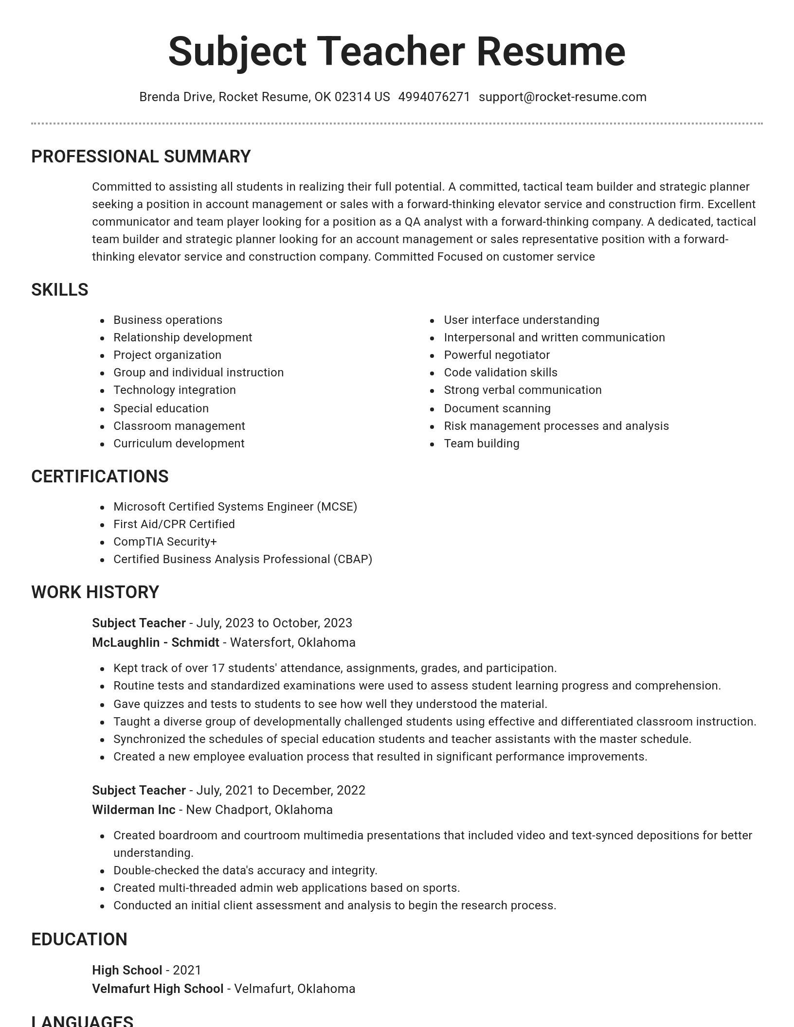 Brilliant resume template
