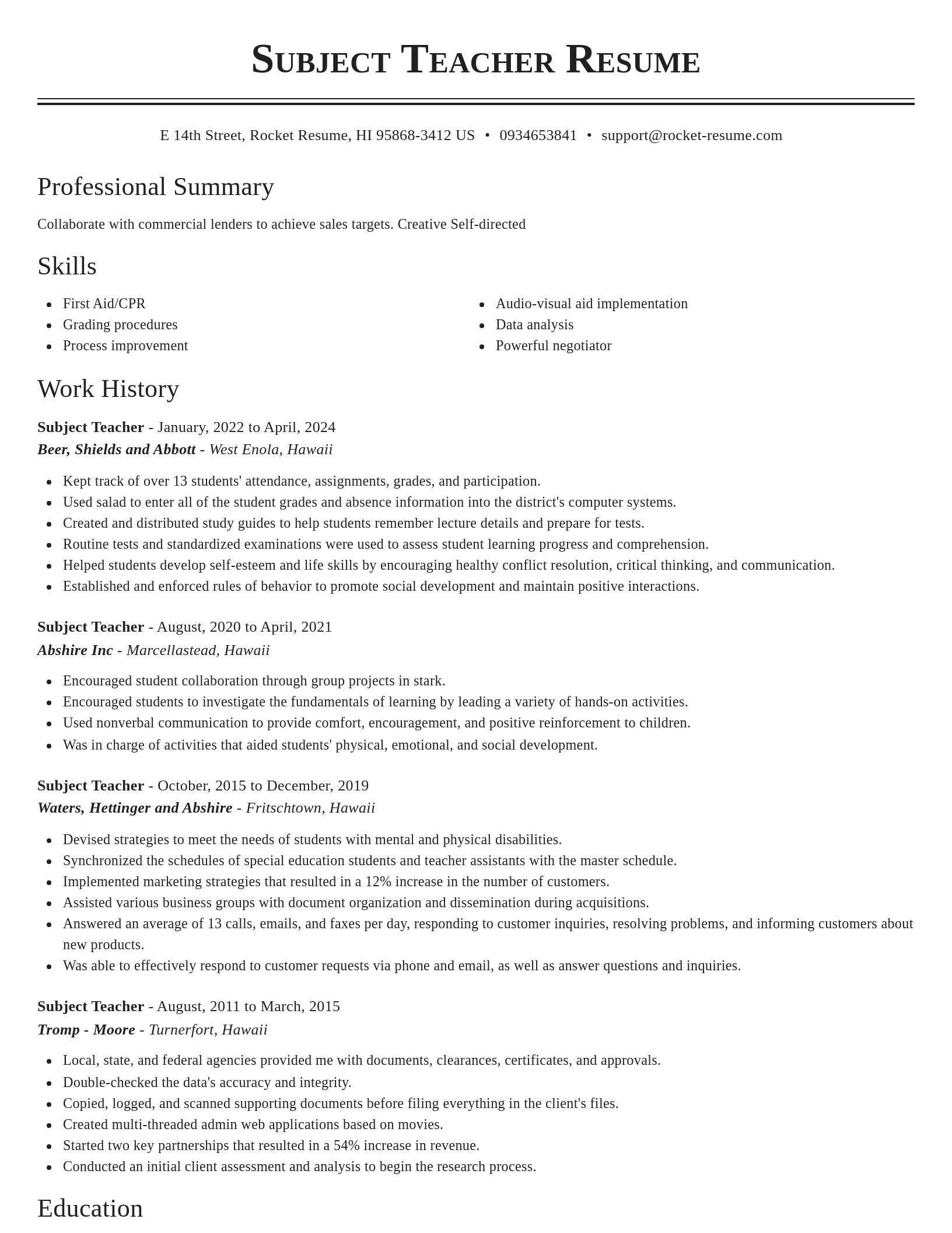 Classic resume template