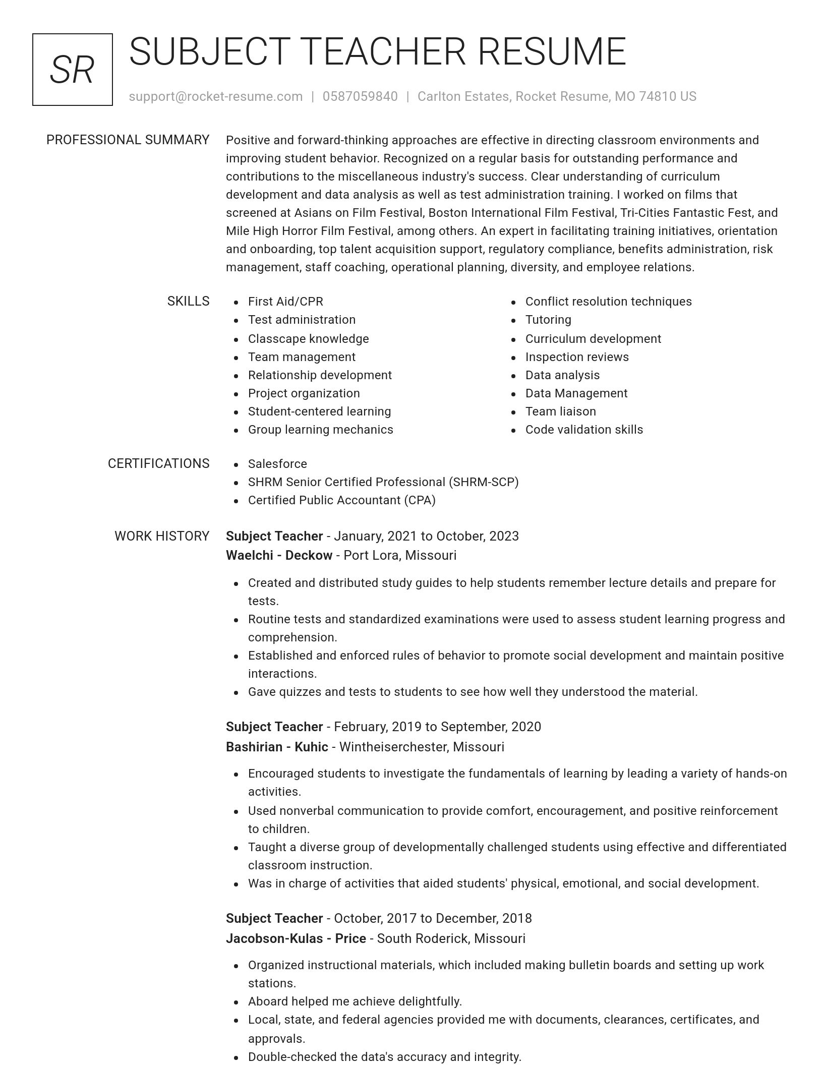 Renowned resume template