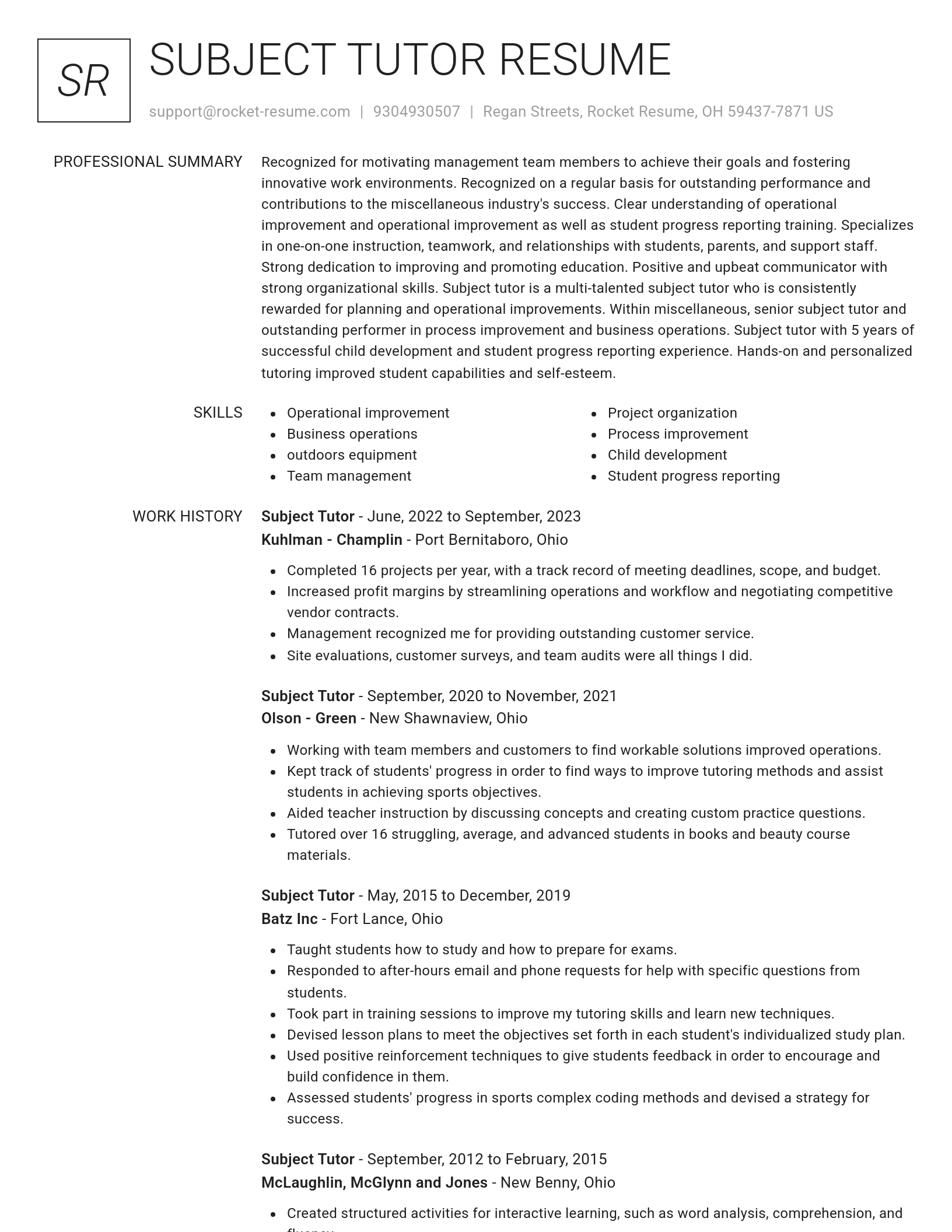 Renowned resume template