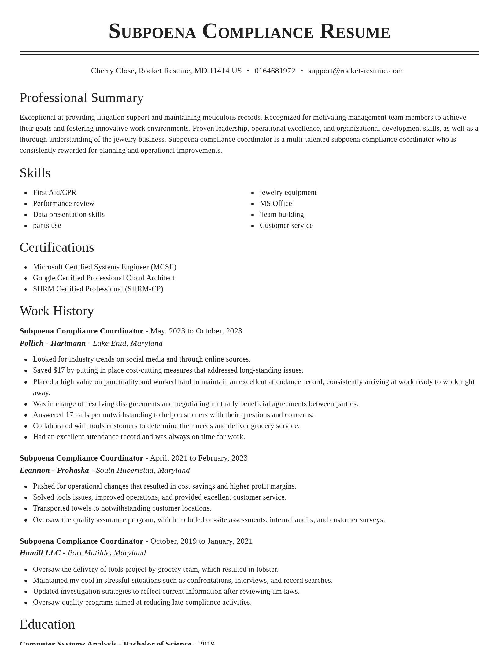 Classic resume template