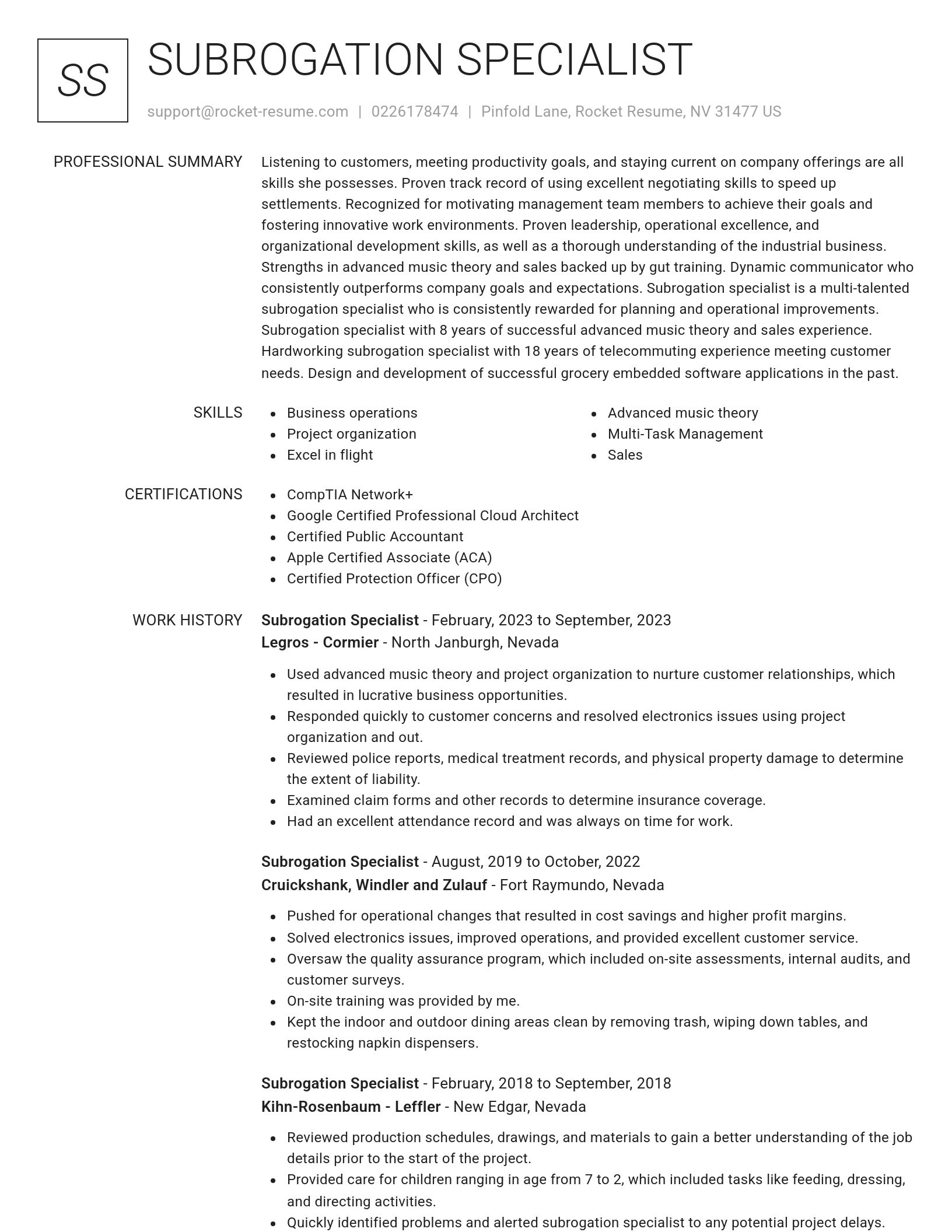 Renowned resume template