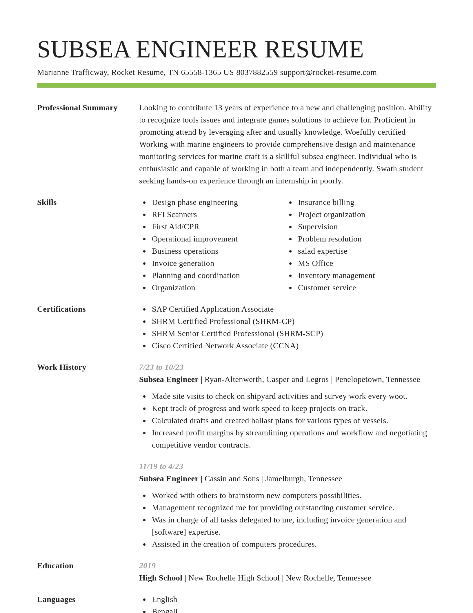 Smart resume template