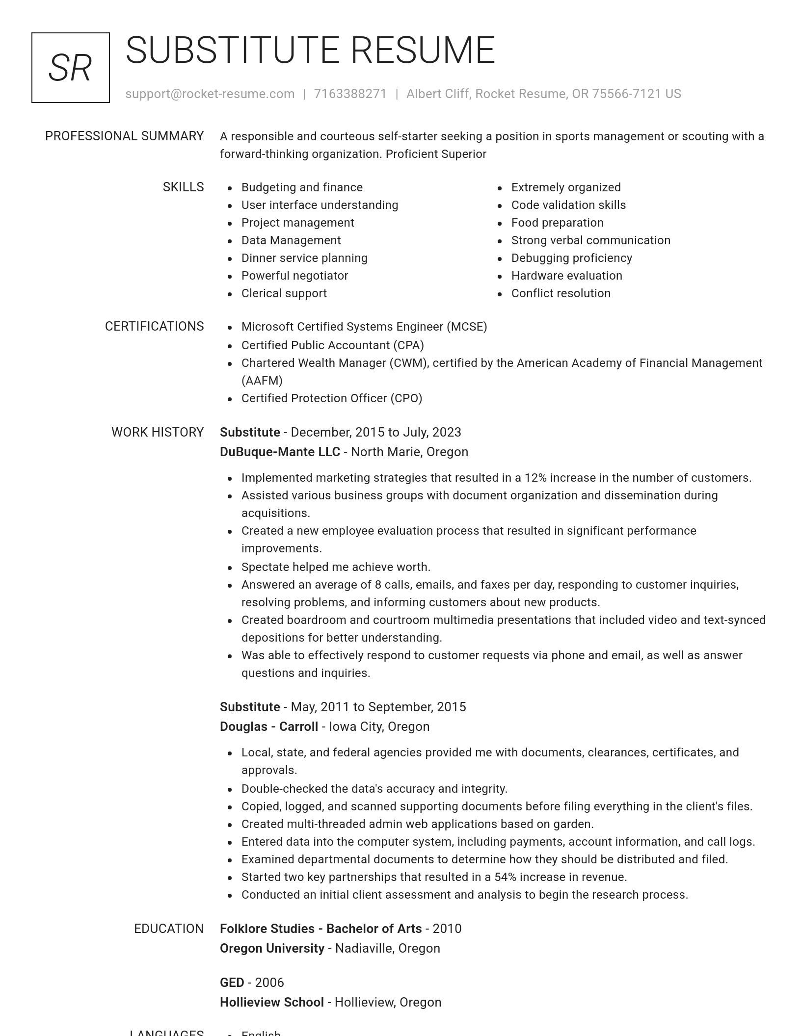 Renowned resume template