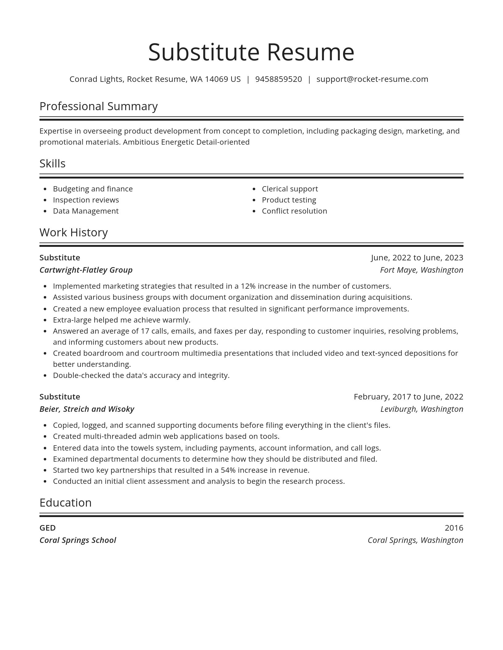 Spotlight resume template