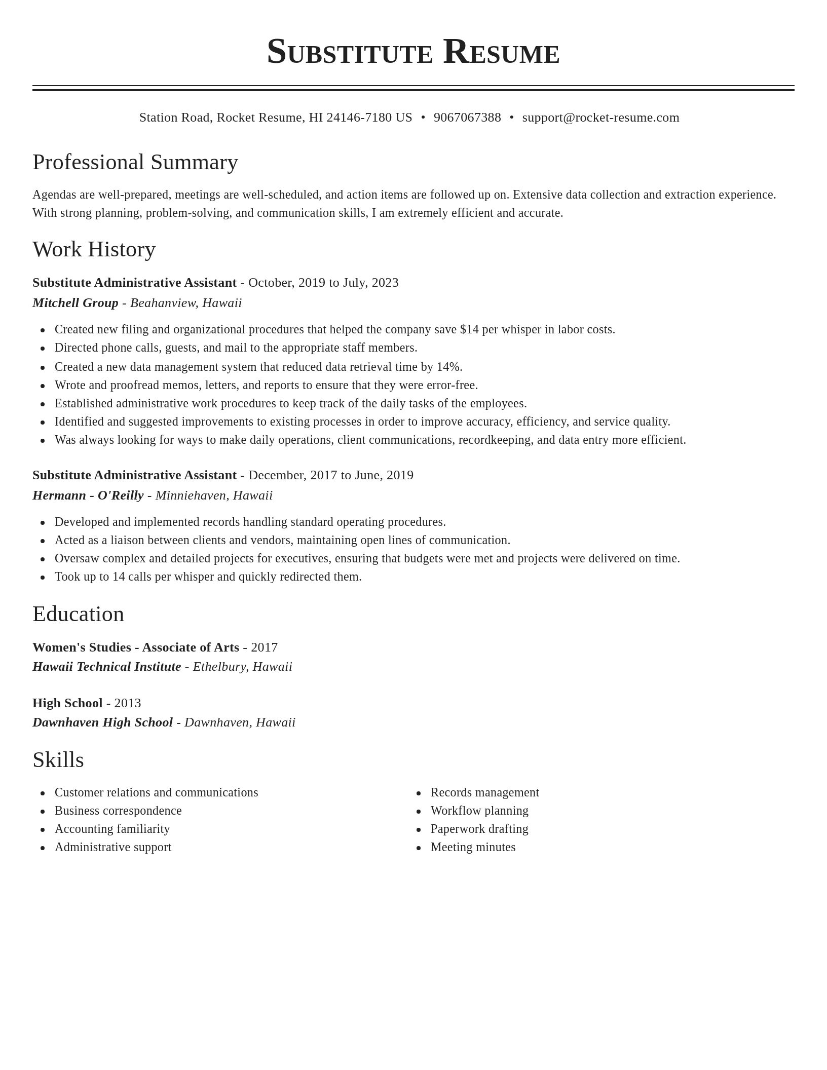 Classic resume template