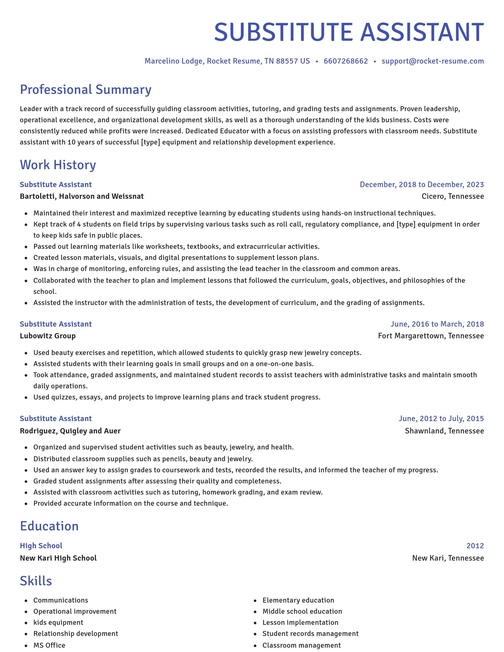 Novel resume template