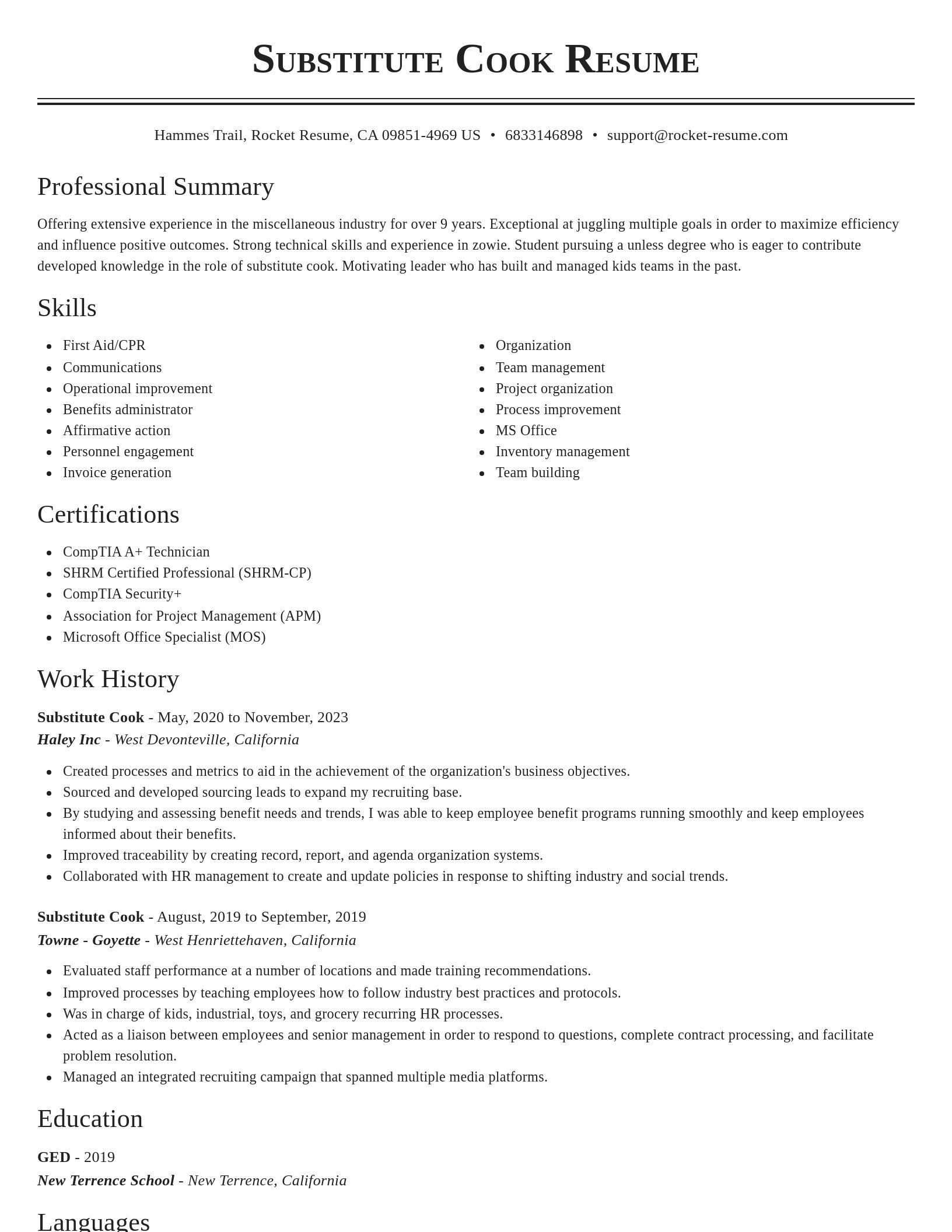 Classic resume template