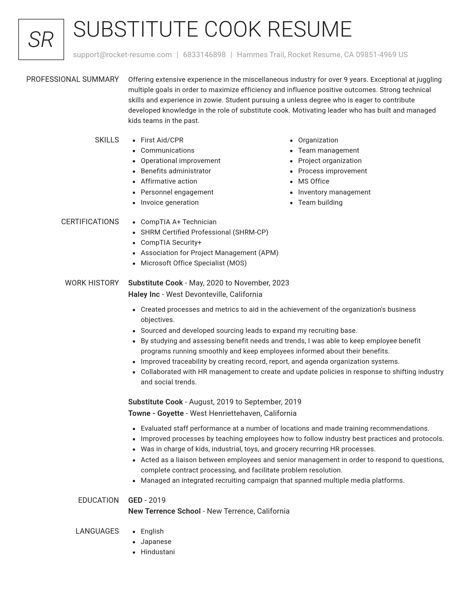 Renowned resume template