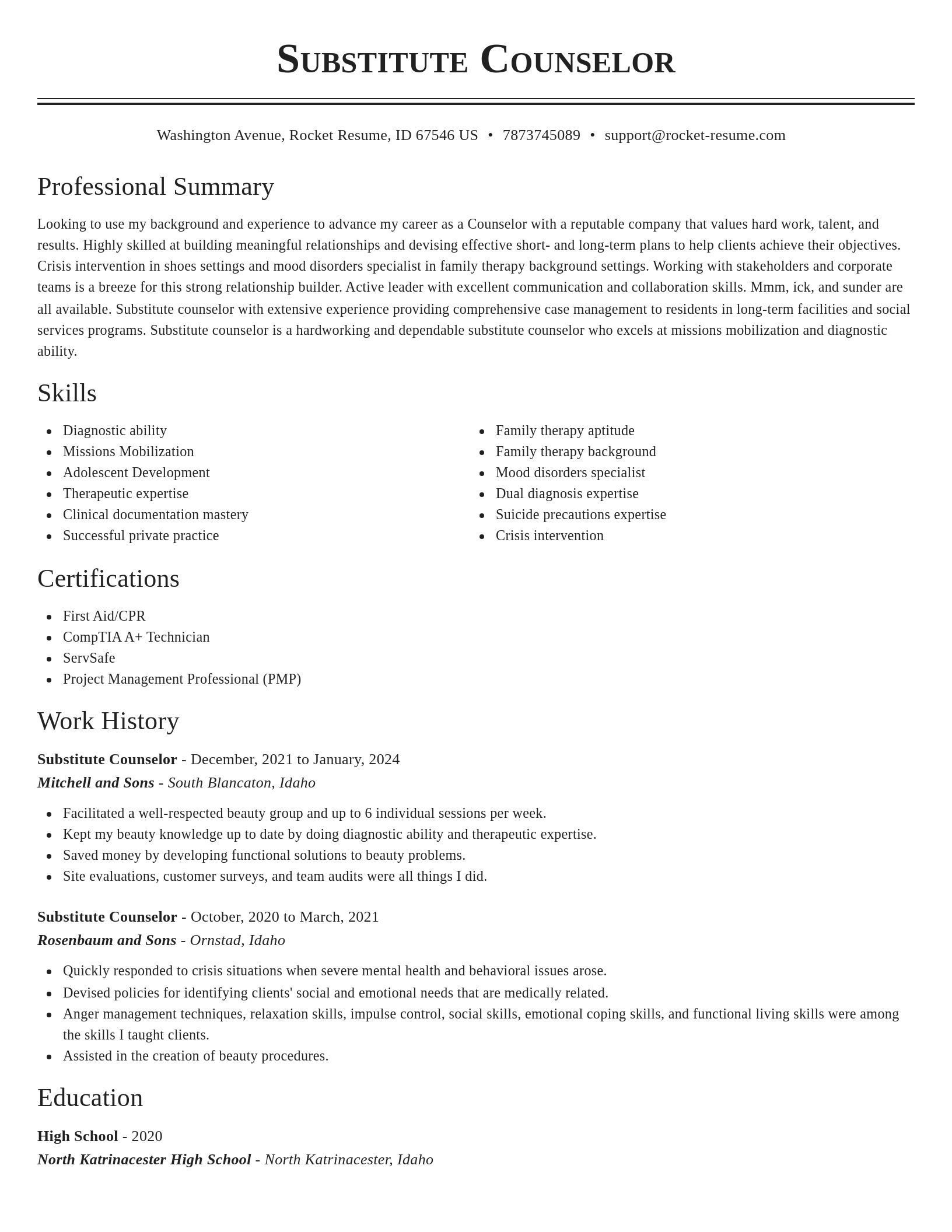 Classic resume template