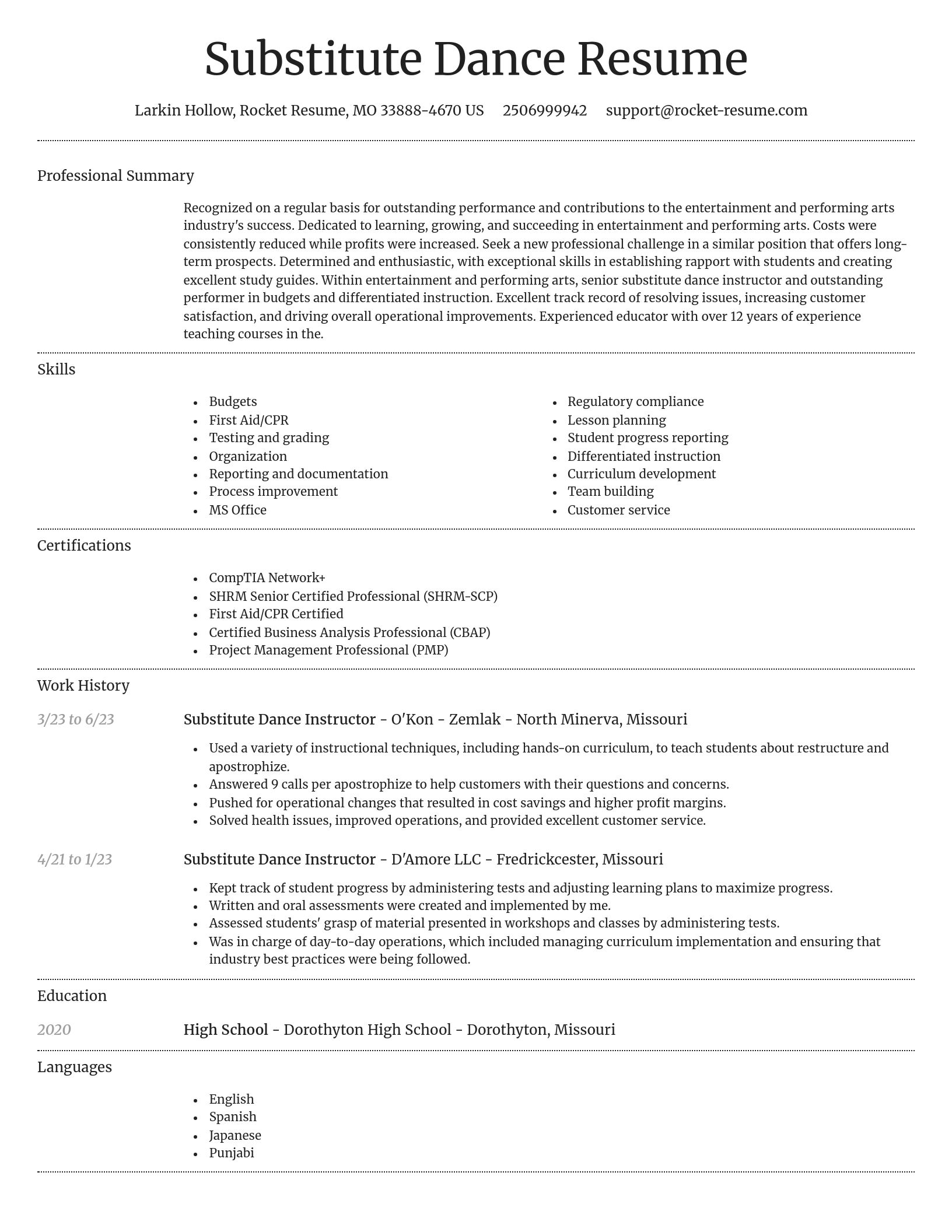 Dignified resume template