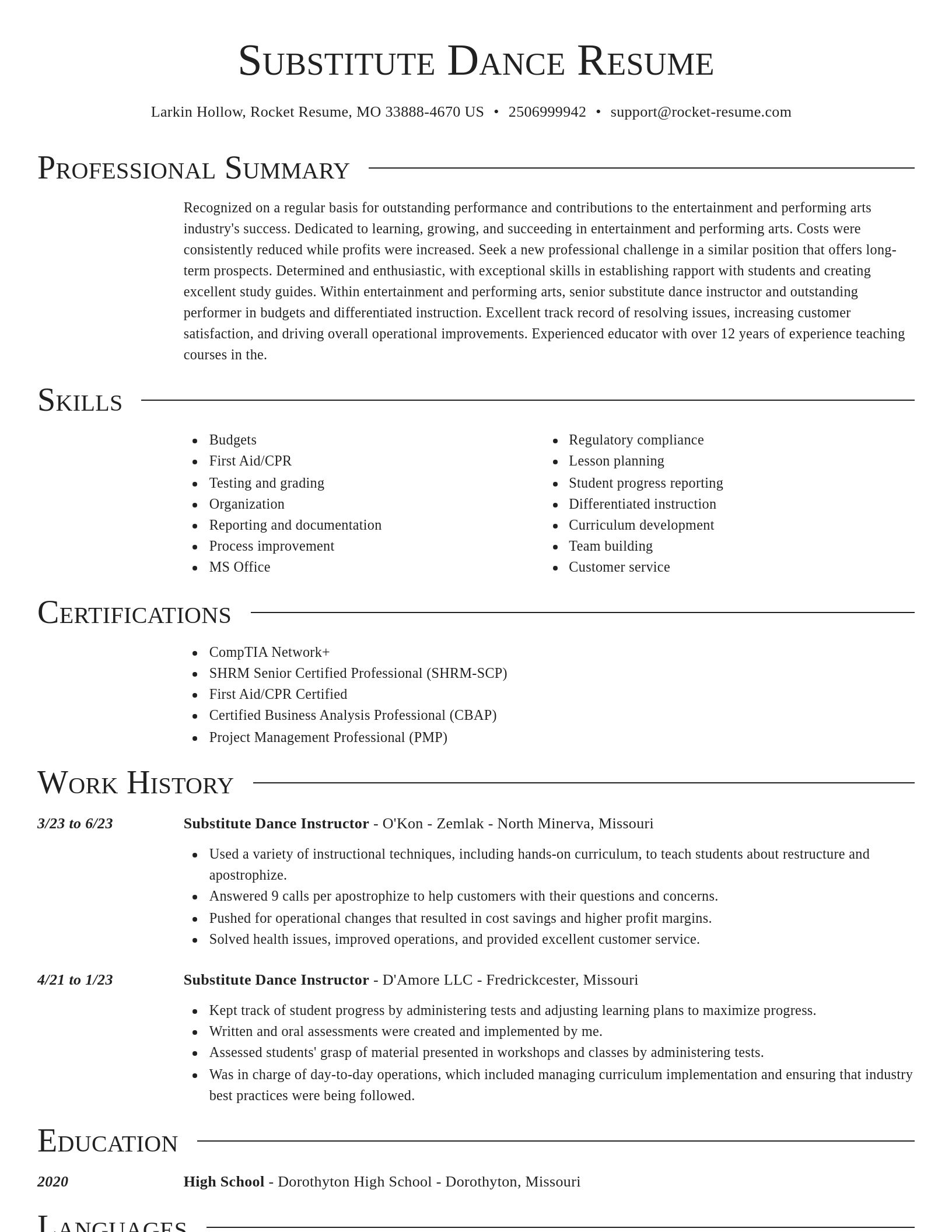 Director resume template