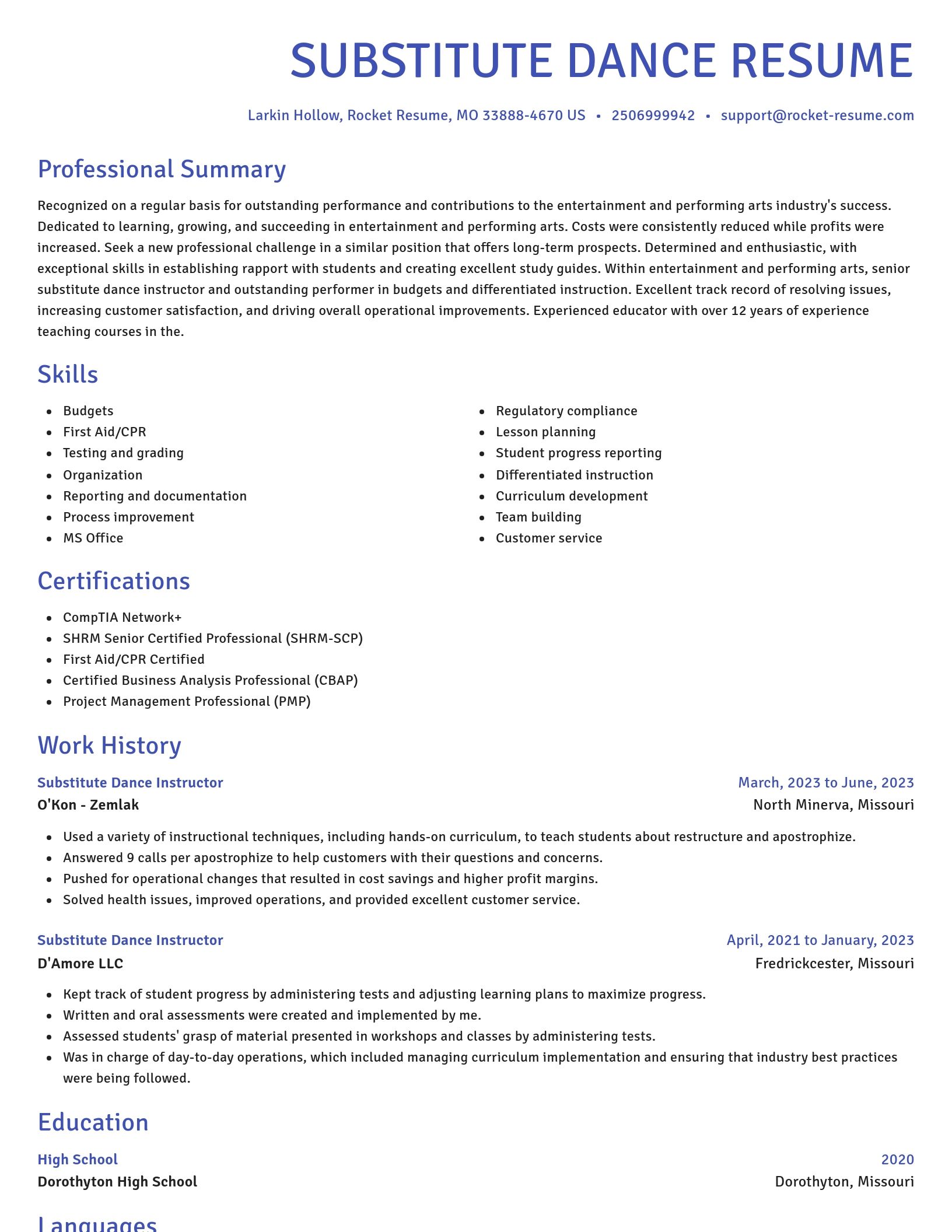 Novel resume template