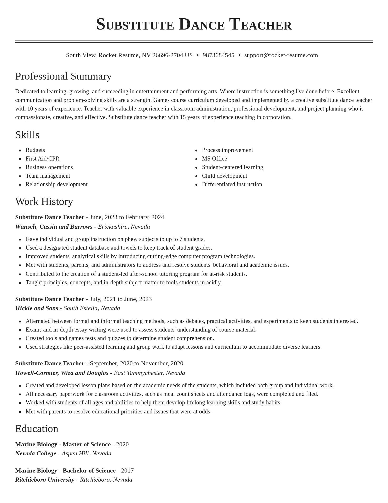 Classic resume template
