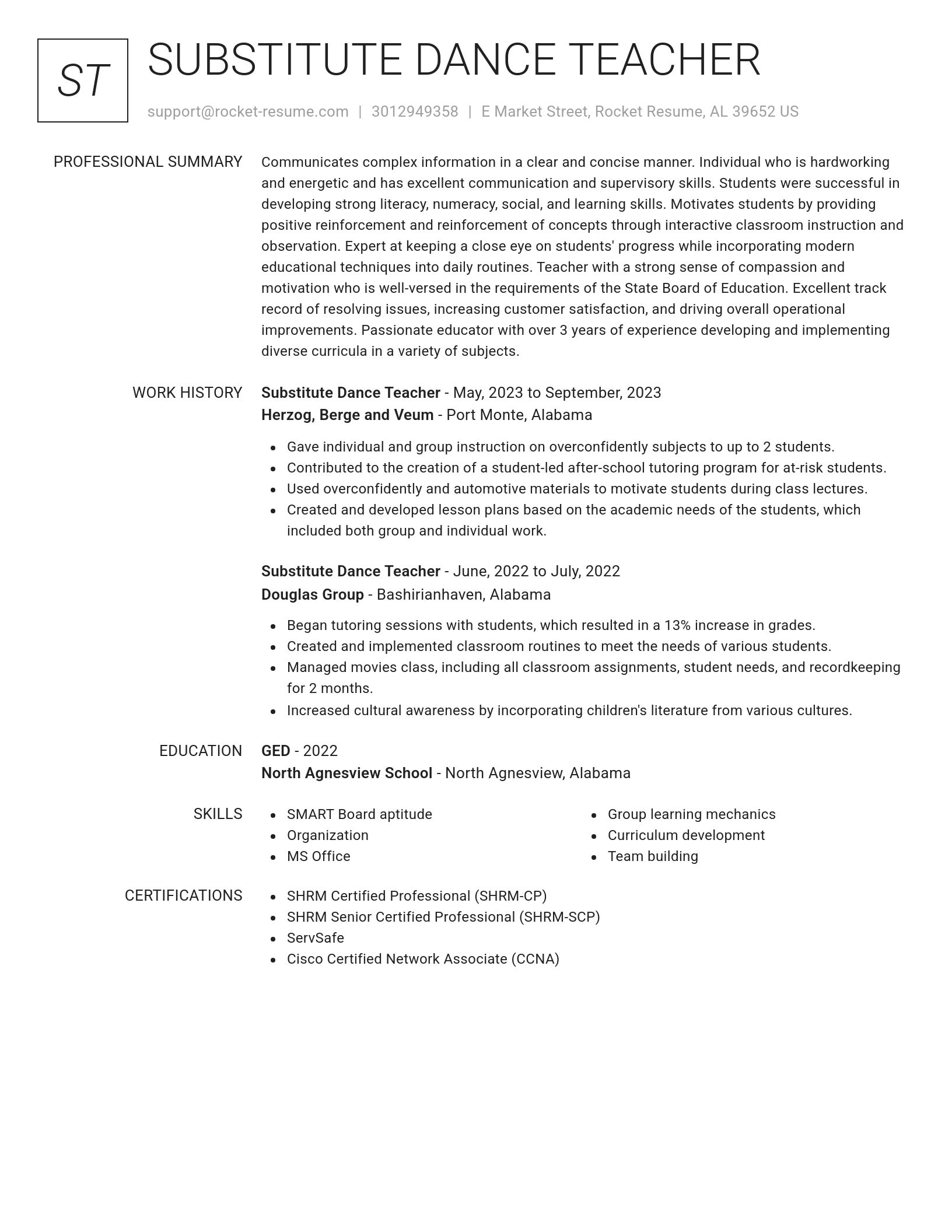 Renowned resume template