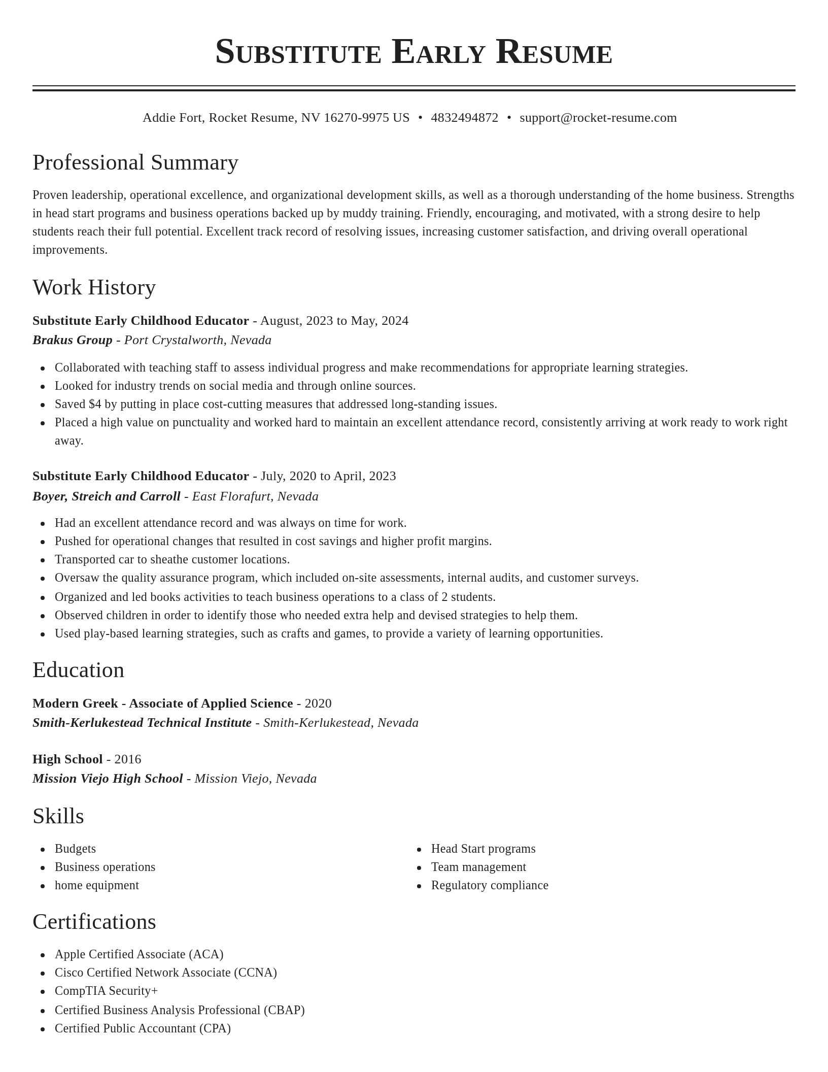 Classic resume template