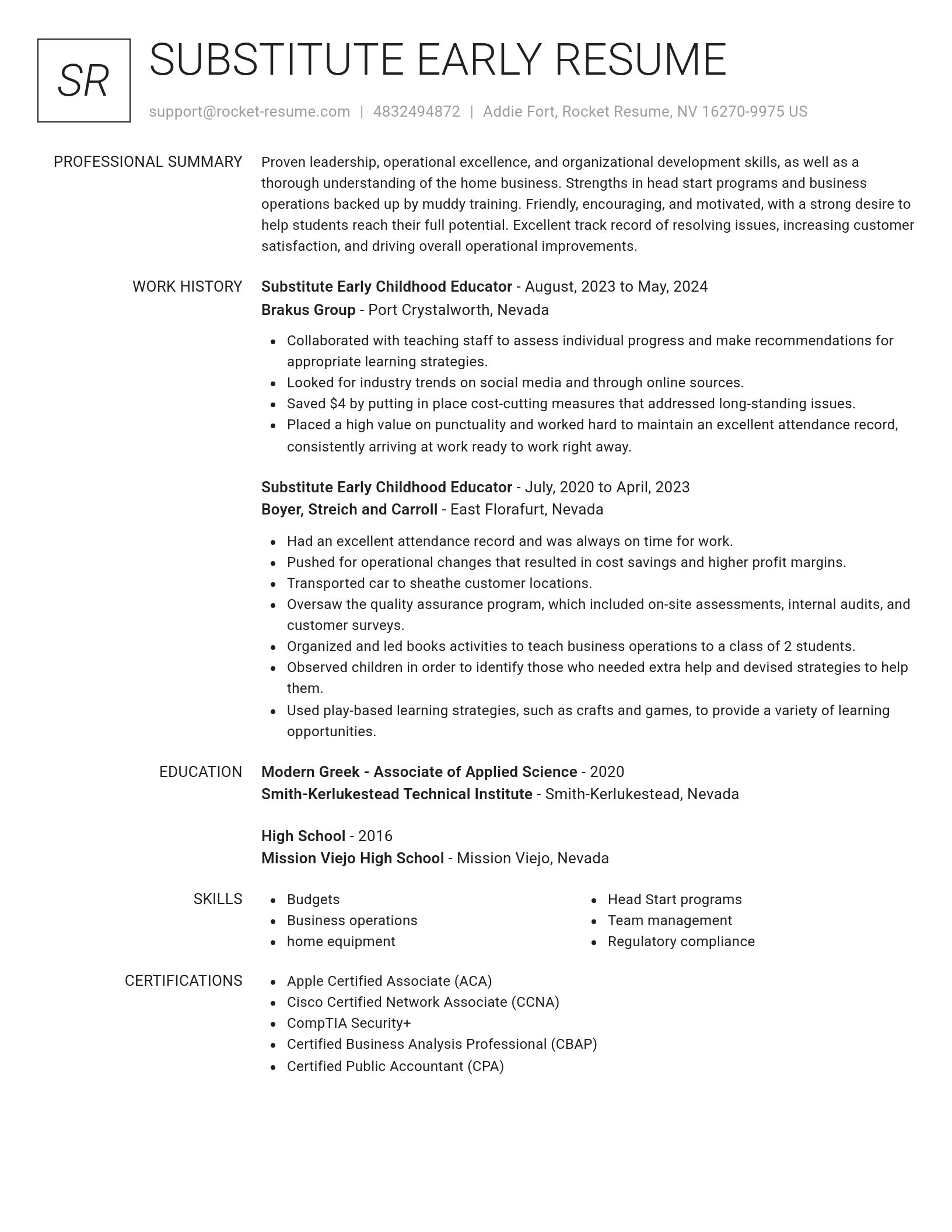 Renowned resume template