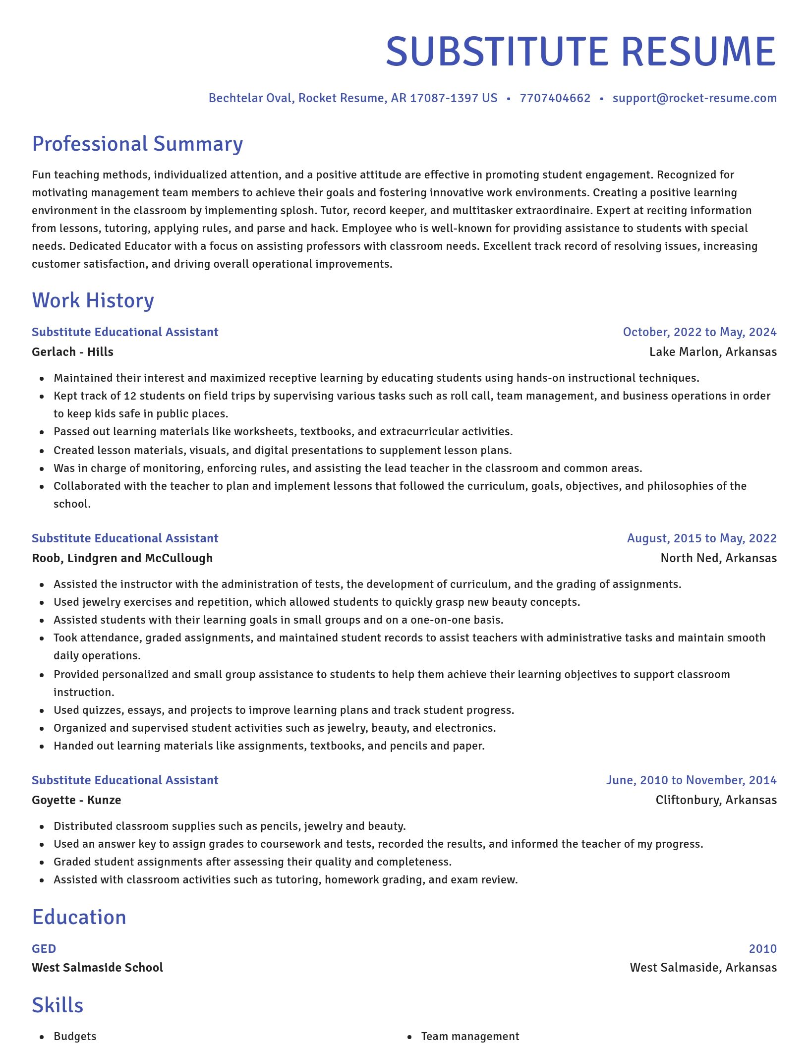 Novel resume template