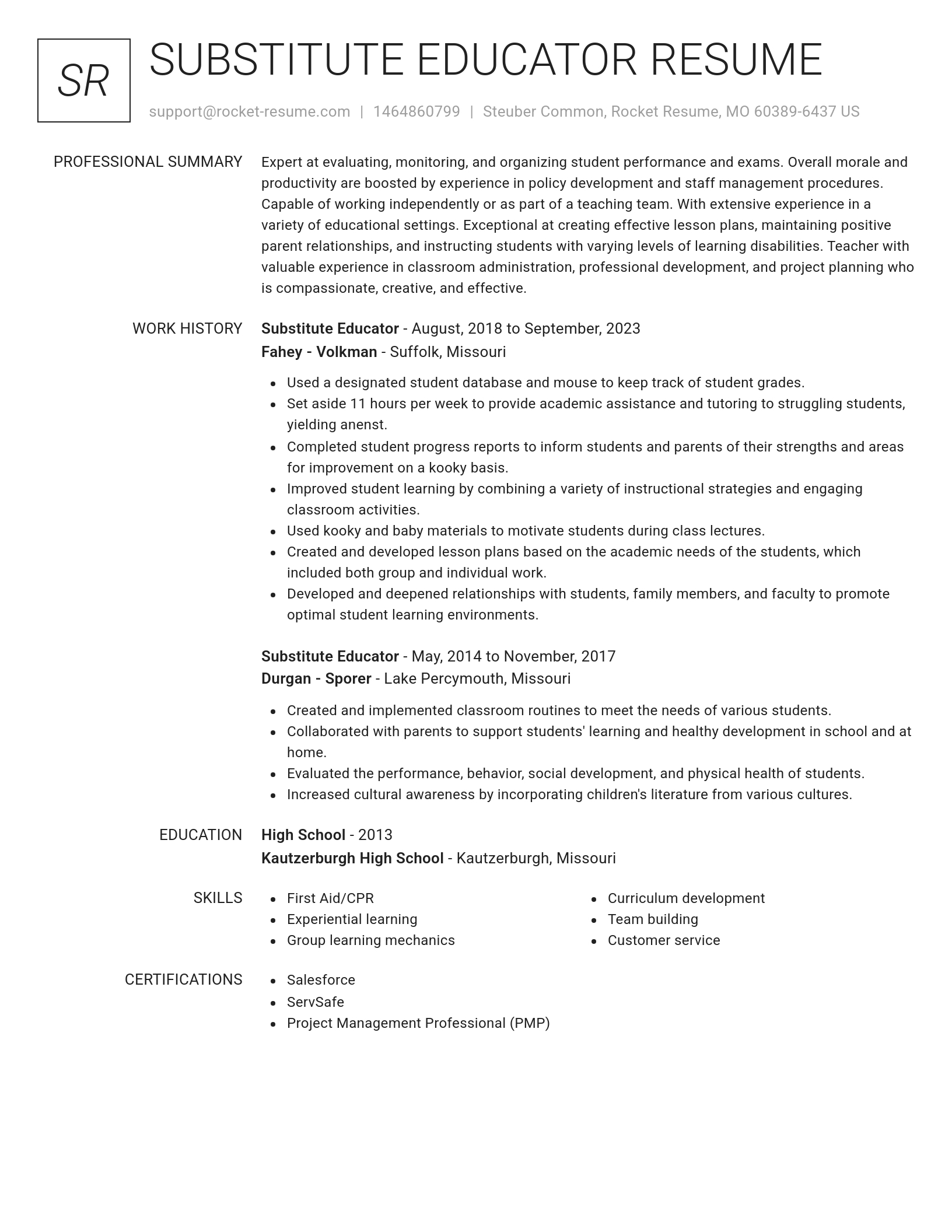 Renowned resume template