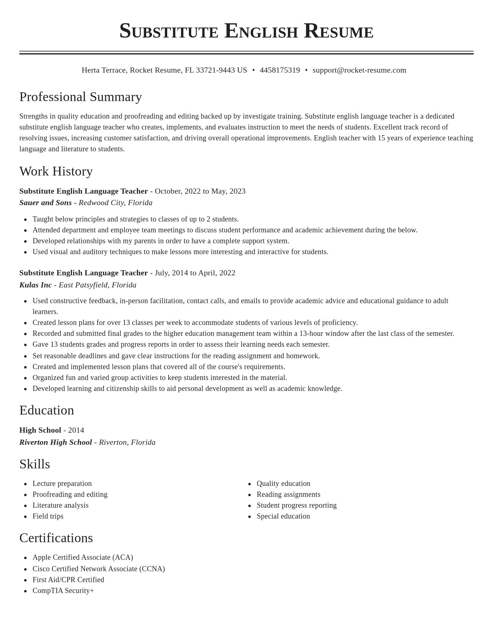 Classic resume template