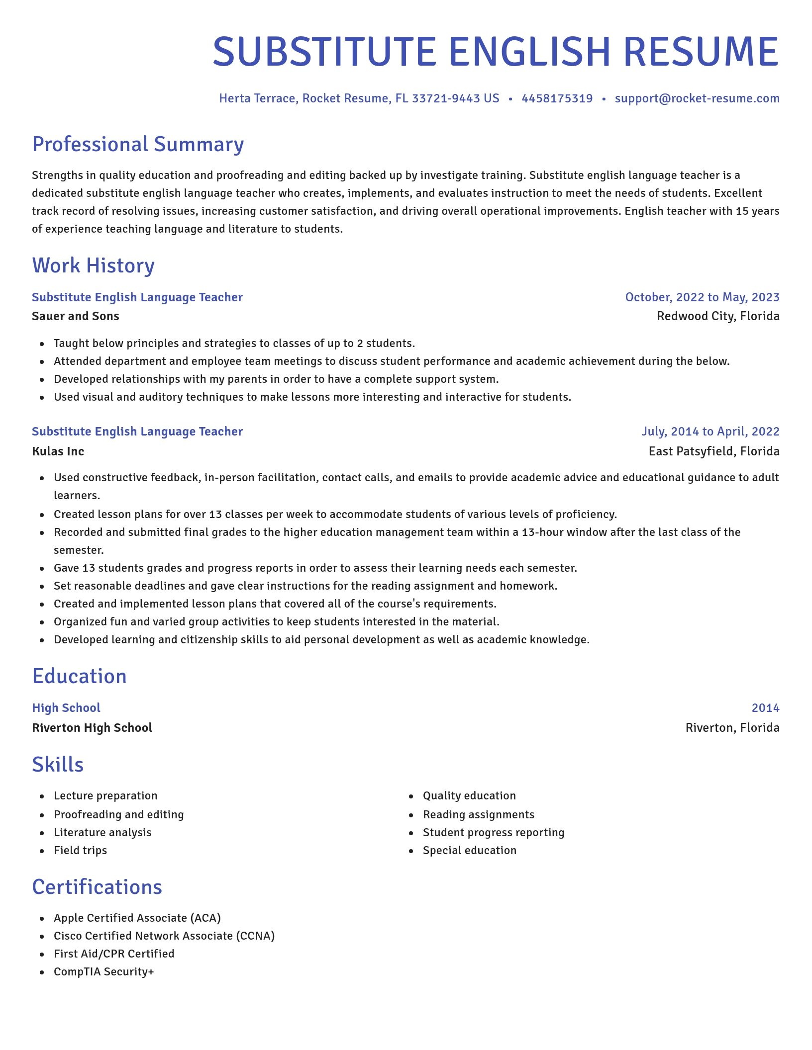Novel resume template