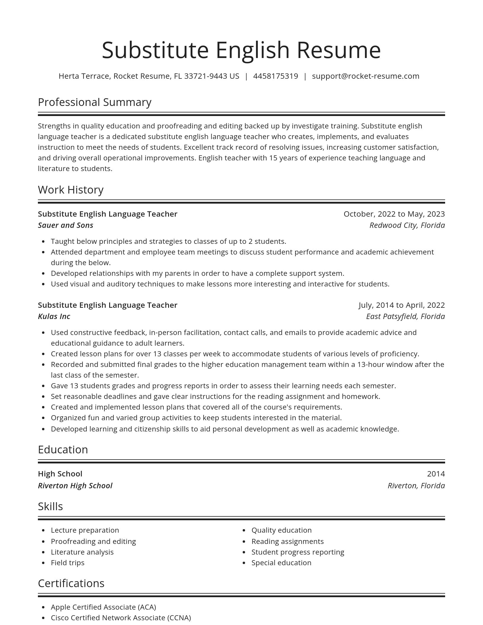 Spotlight resume template
