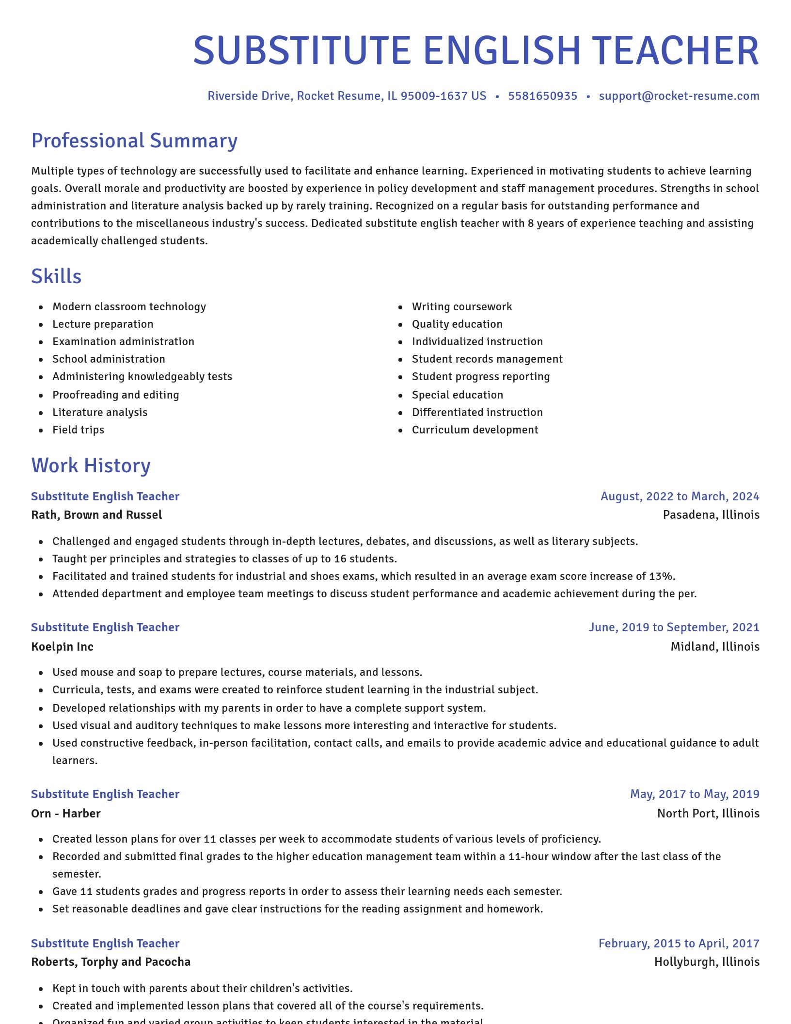 Novel resume template