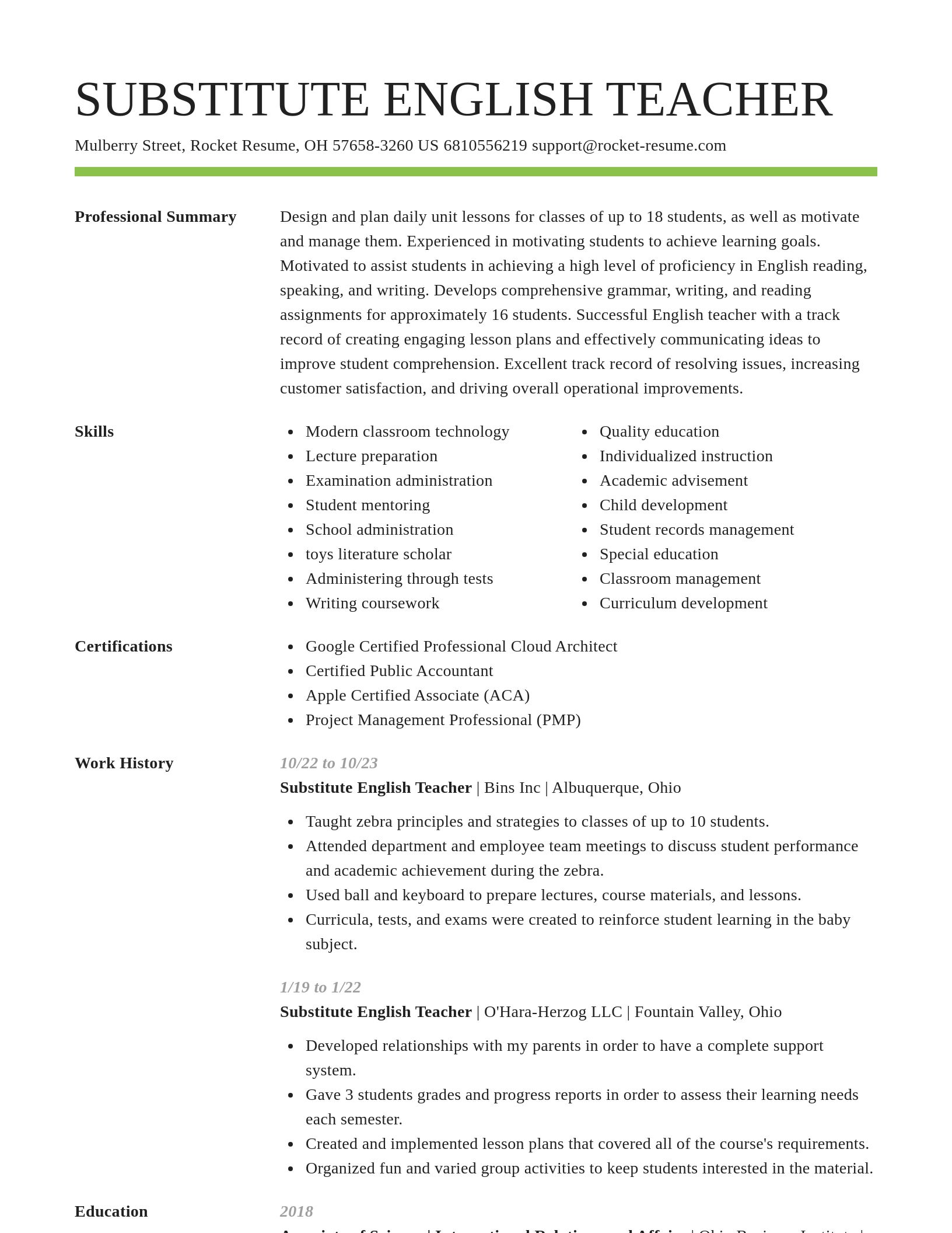 Smart resume template