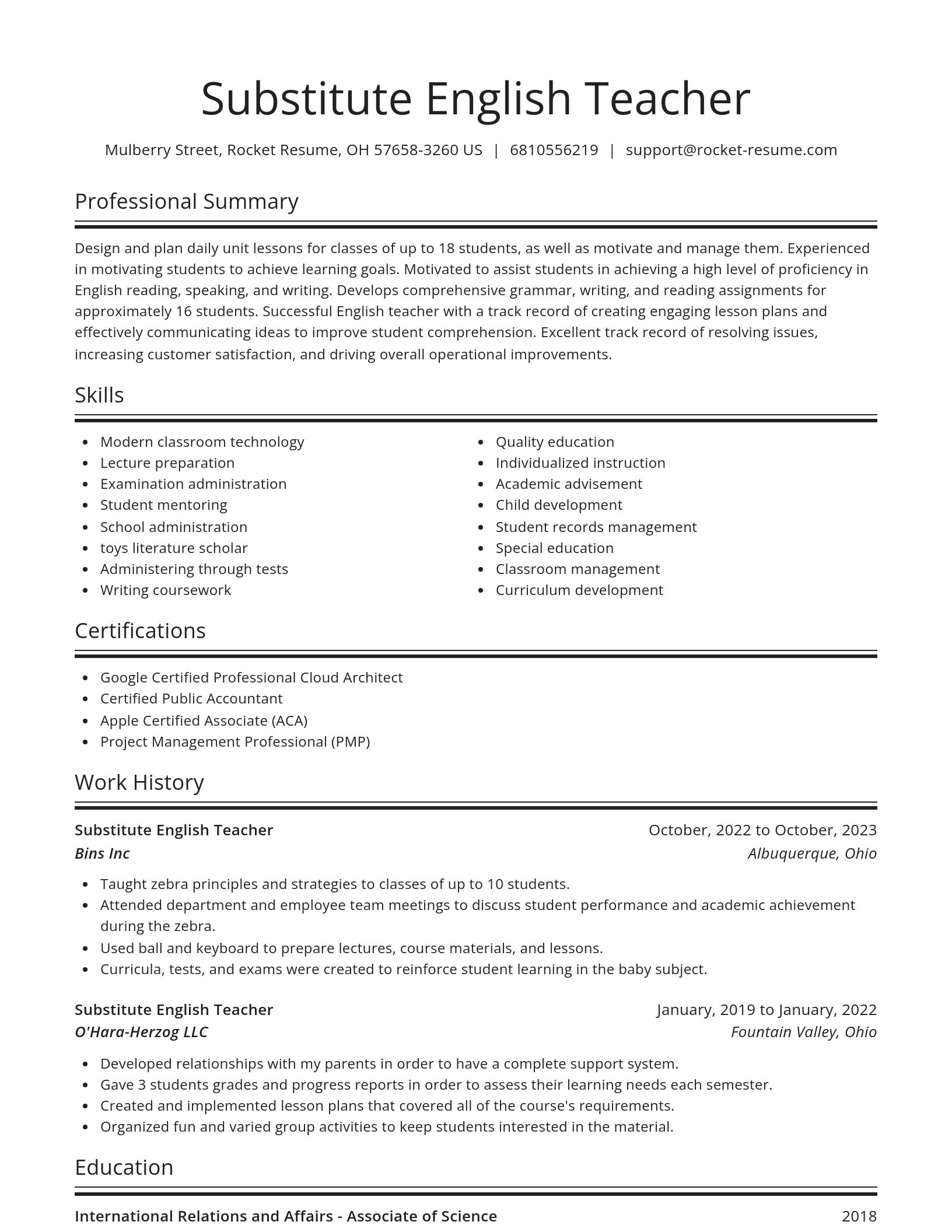Spotlight resume template