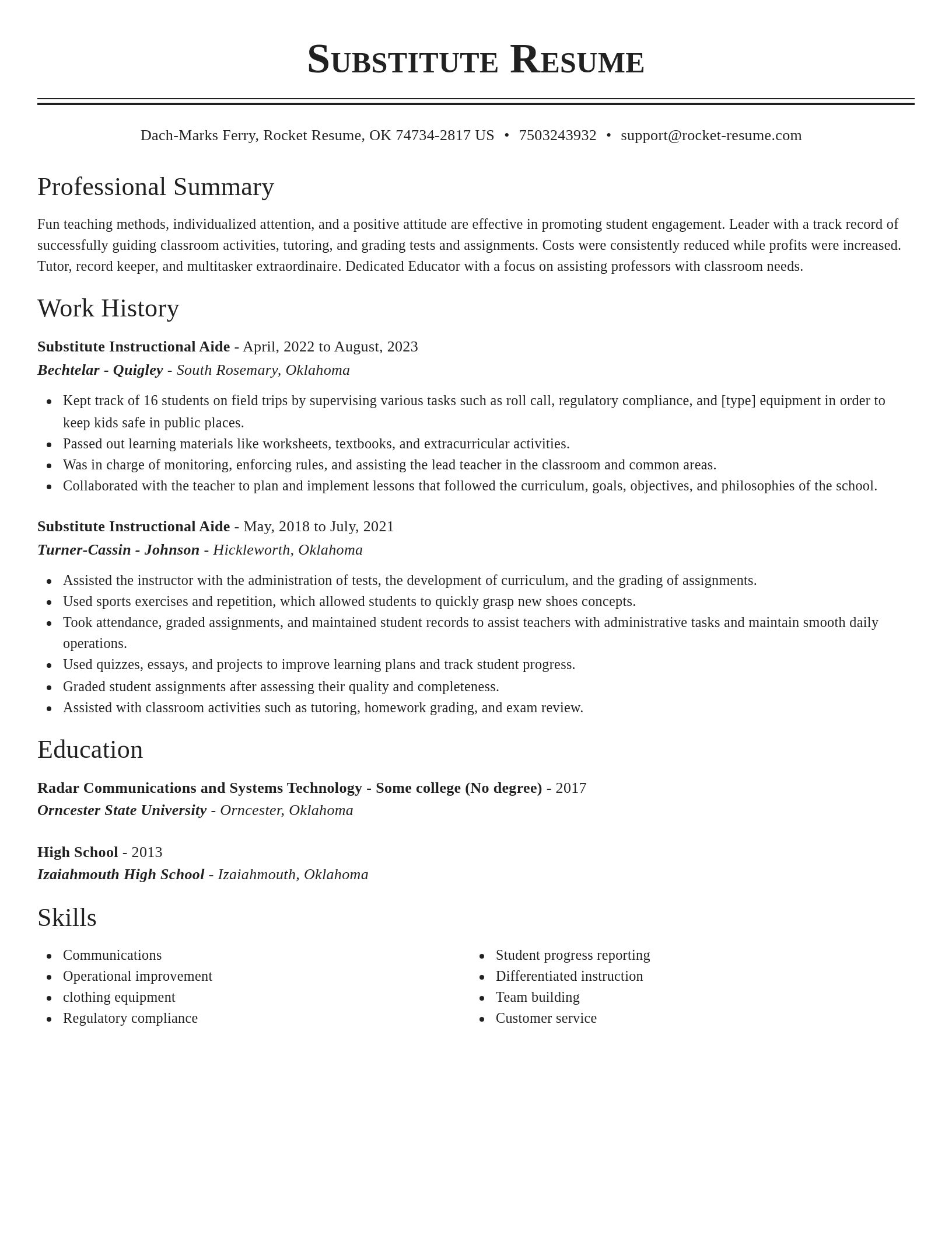 Classic resume template