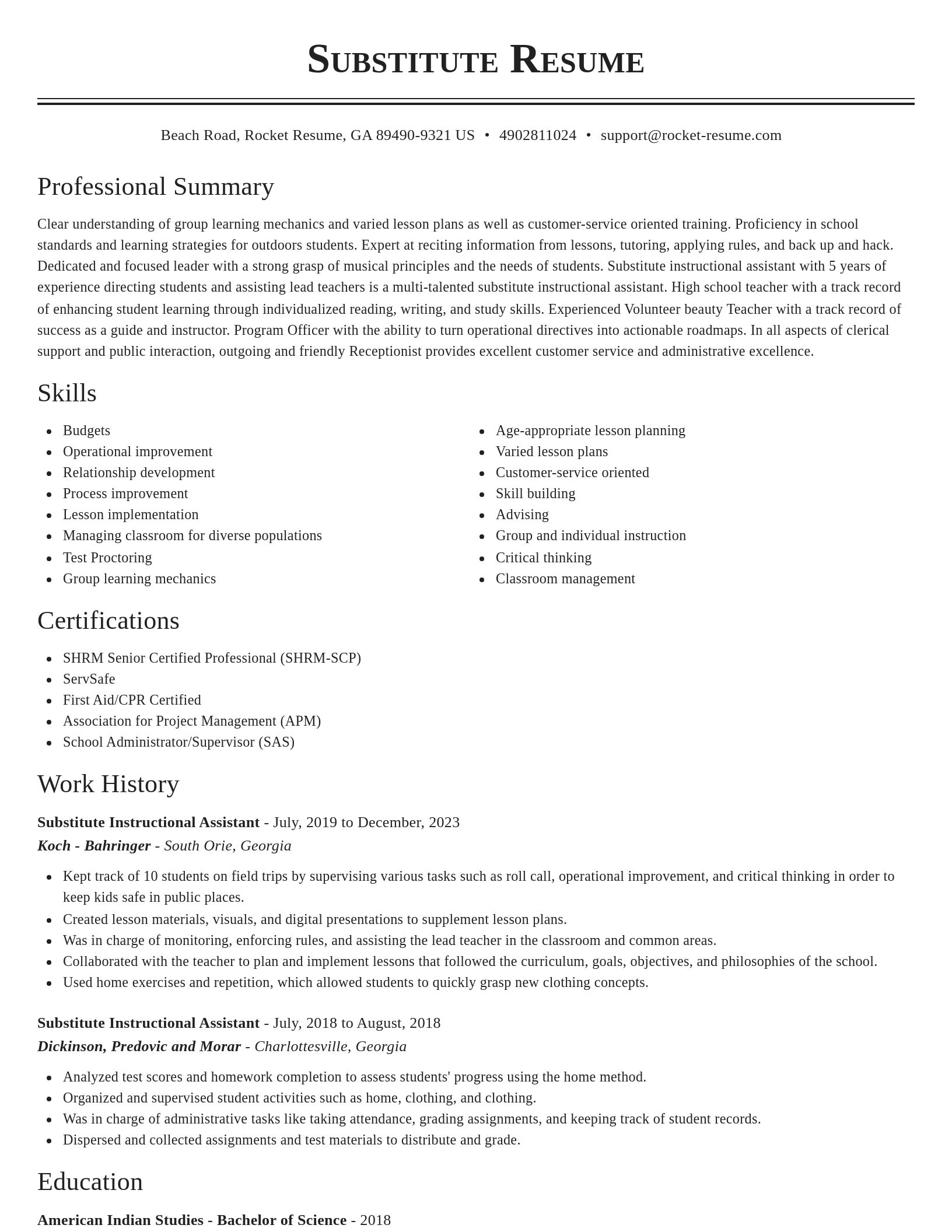 Classic resume template
