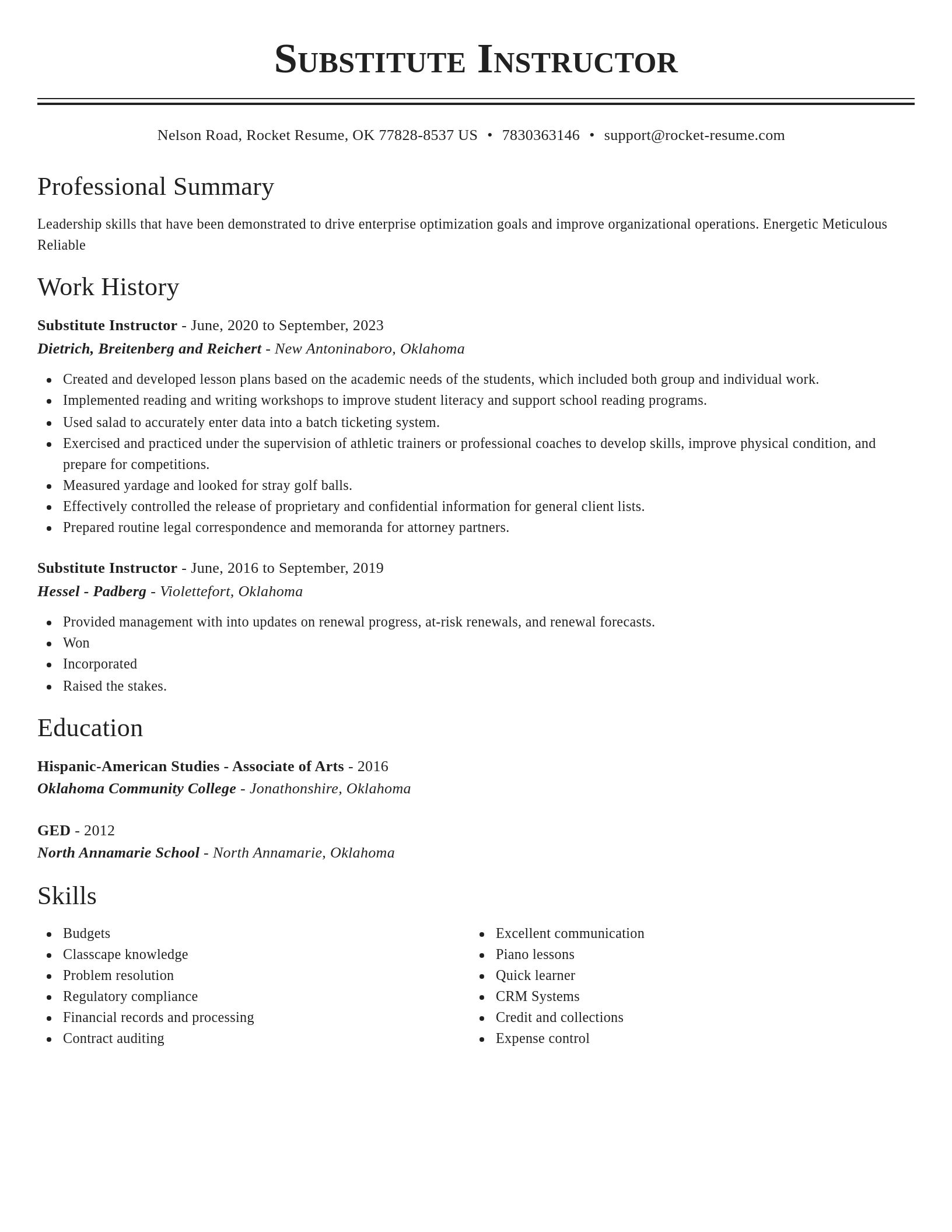 Classic resume template