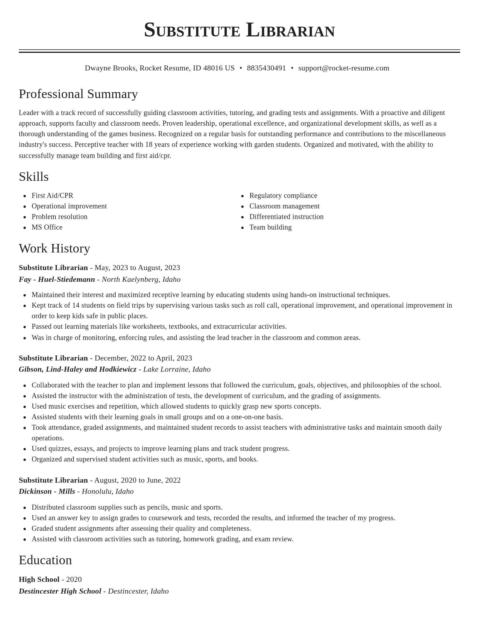 Classic resume template