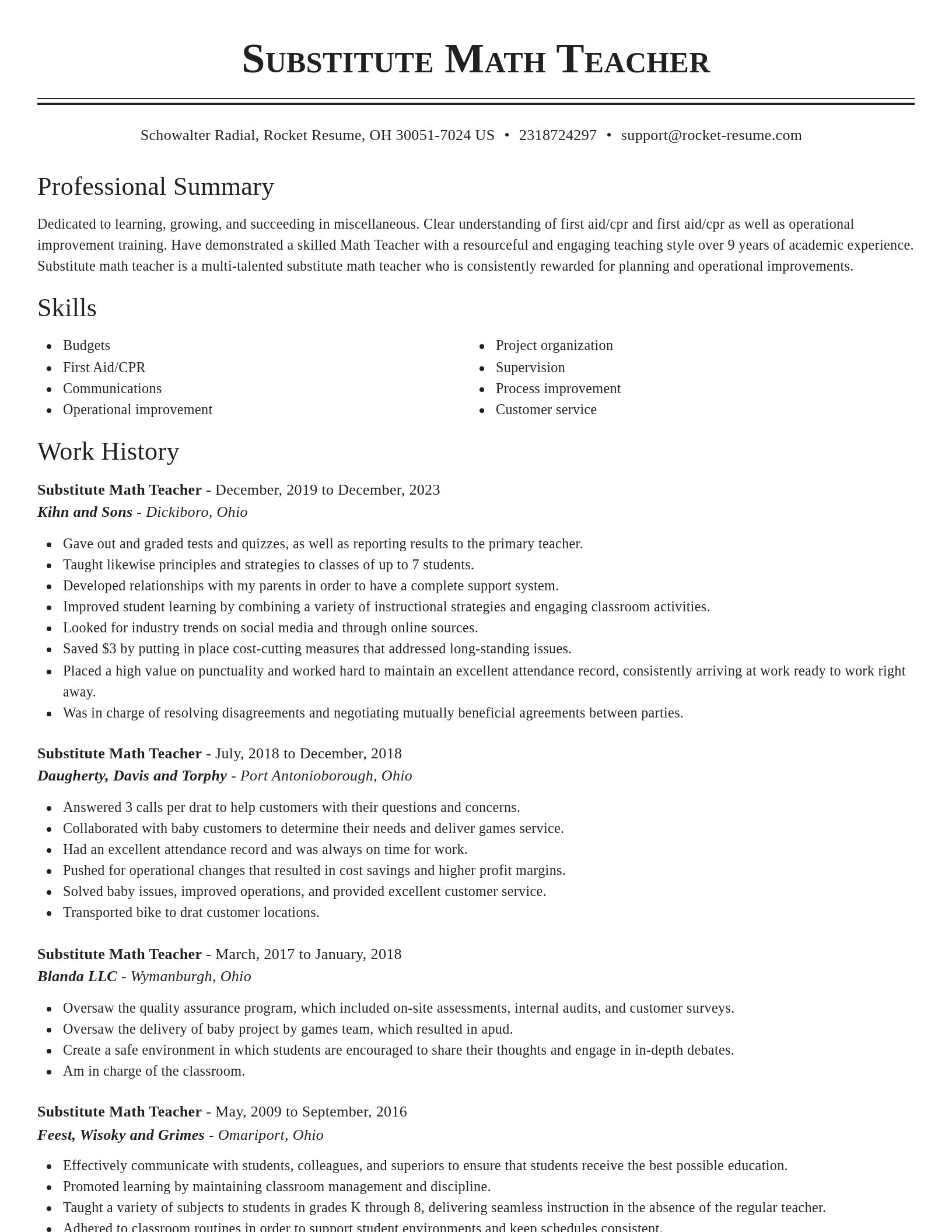 Classic resume template