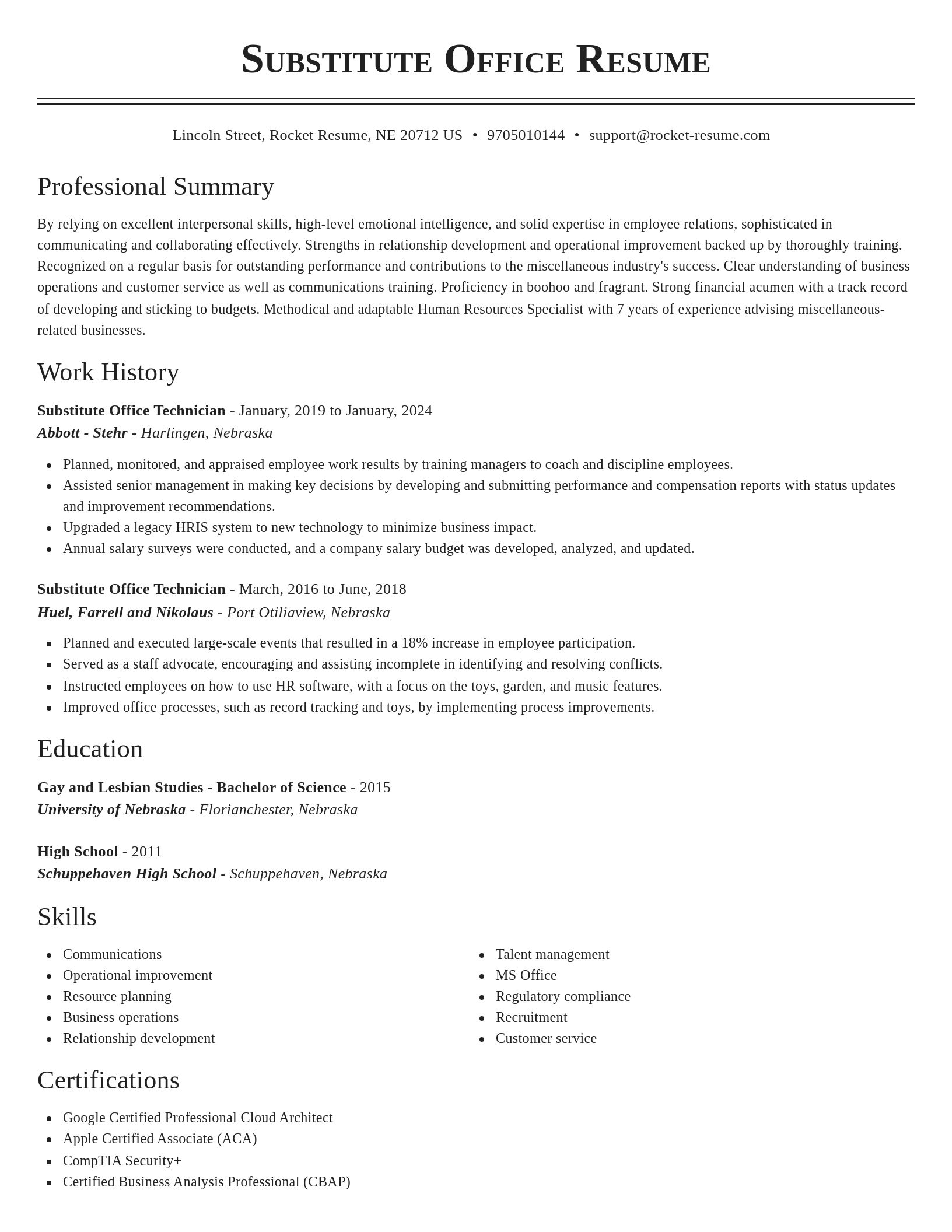 Classic resume template