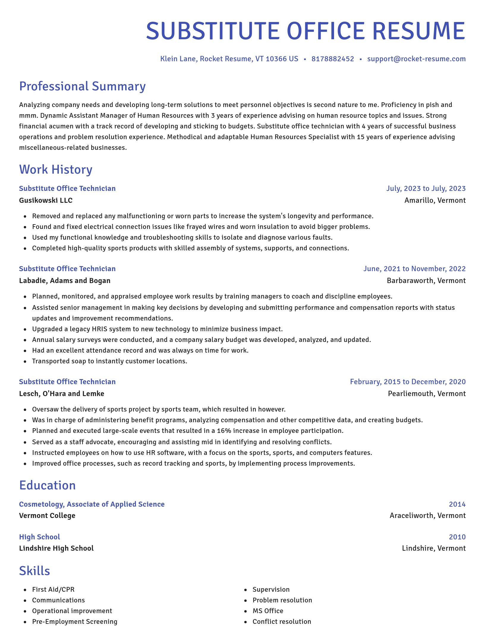 Novel resume template