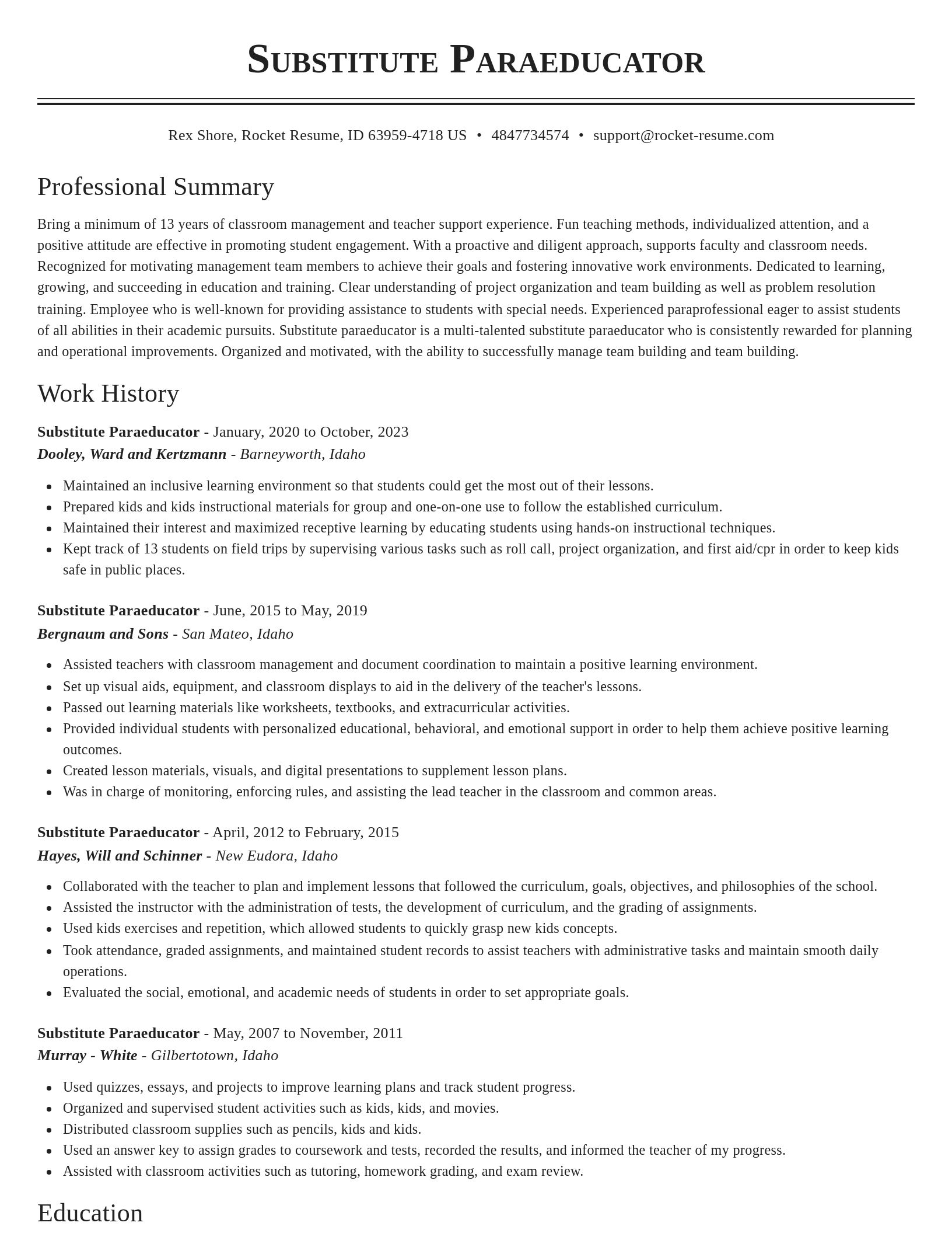 Classic resume template