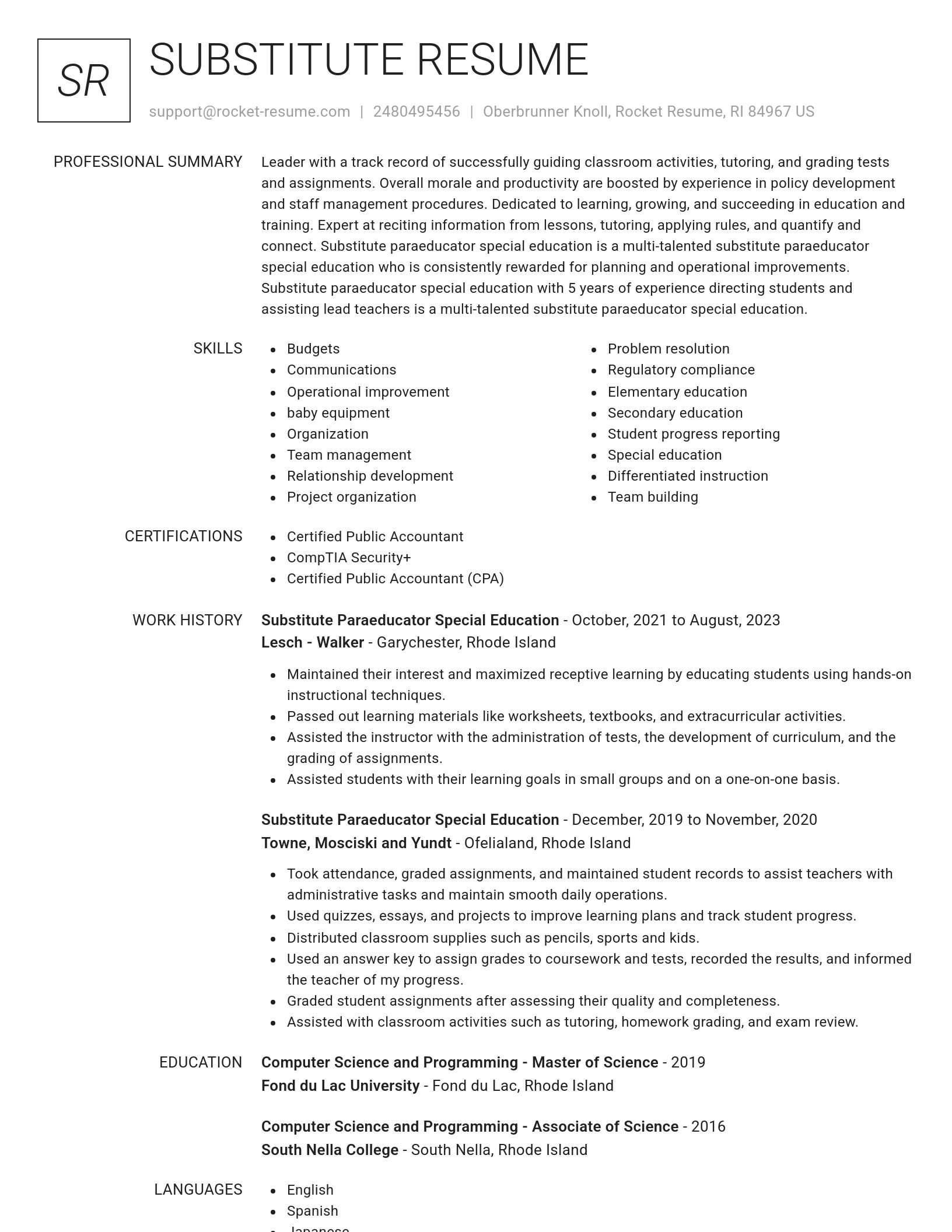 Renowned resume template