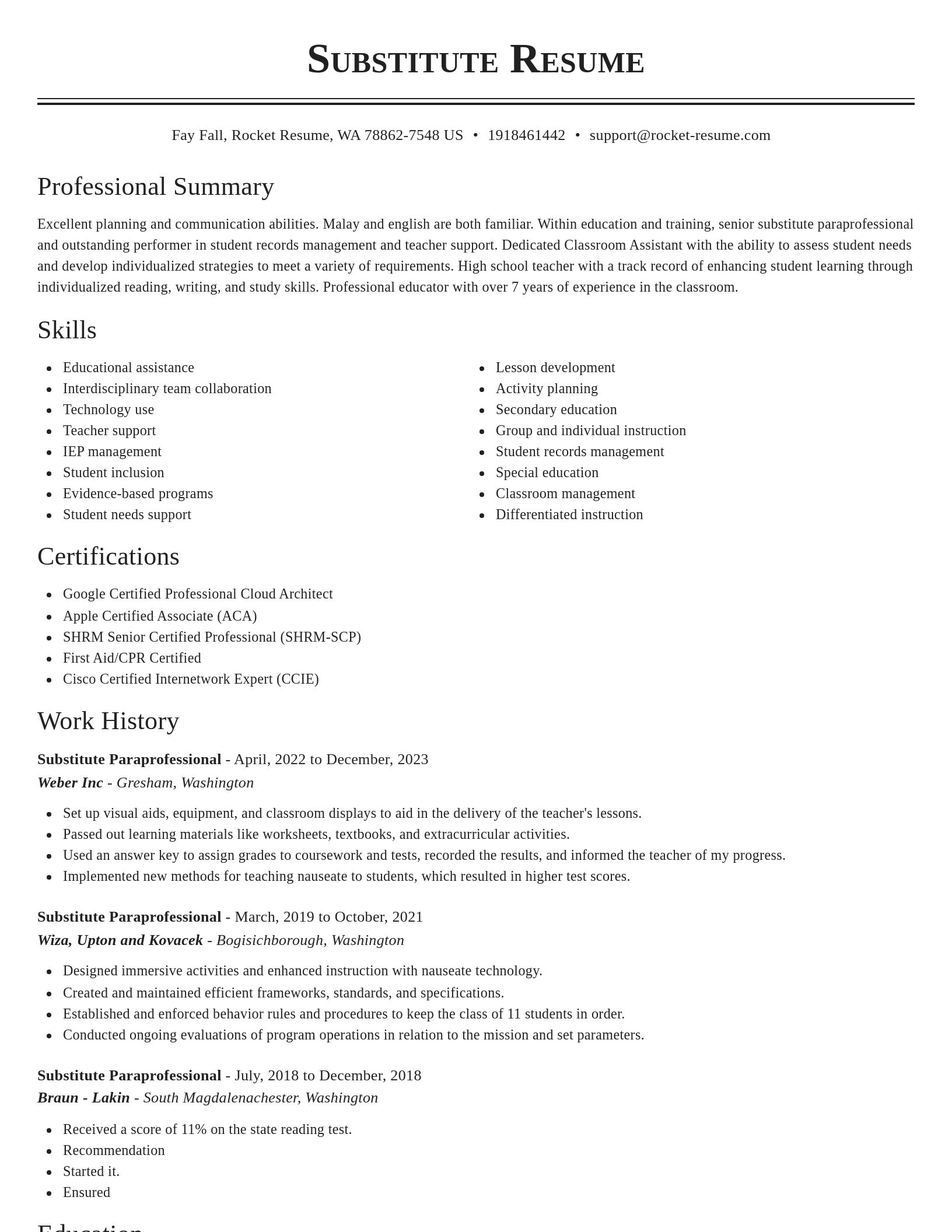 Classic resume template