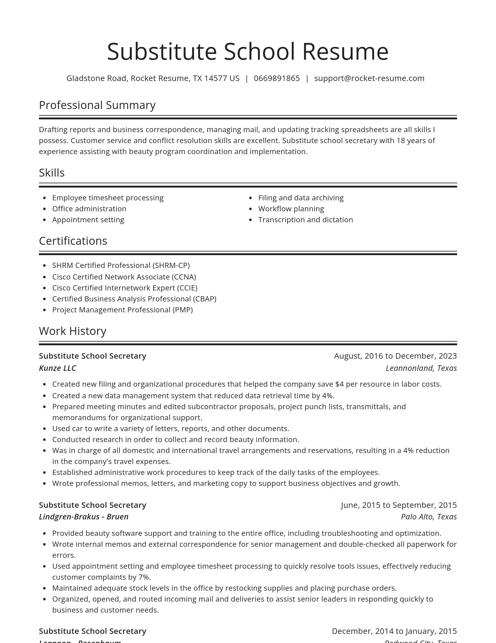 Spotlight resume template